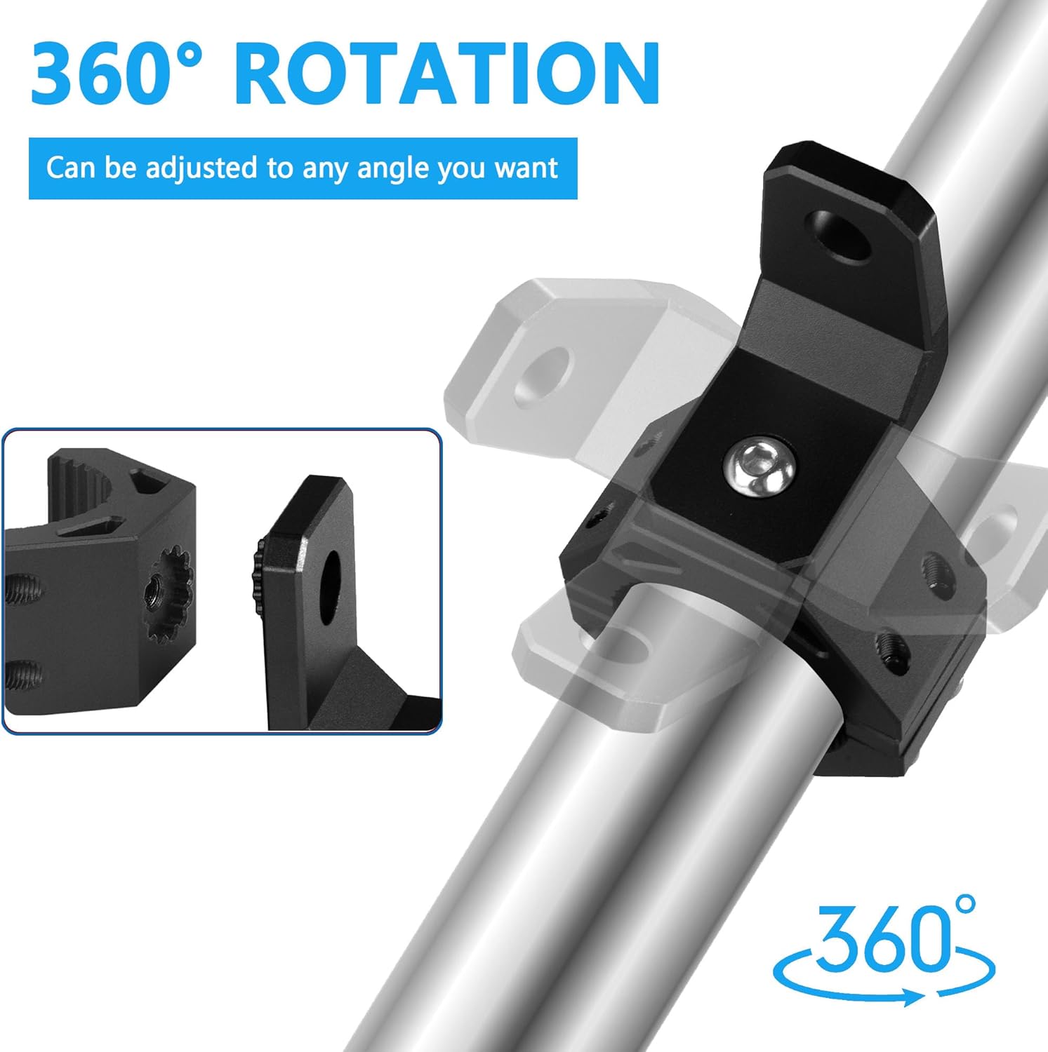 UTV Whip Light Mount SXS – Soporte de montaje de barra de luz ajustable de 360, soporte de poste de bandera giratorio resistente, aleación de