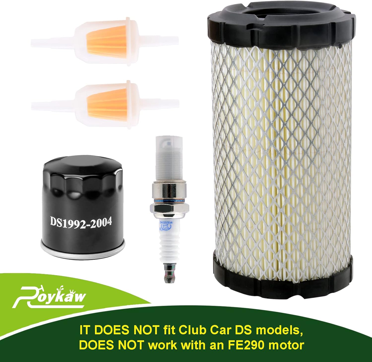 Roykaw Club Car – Kit de afinación para modelos de carrito de golf de gas Precedent 2004 en adelante con motor FE350 Kawasaki, incluye bujía, filtro