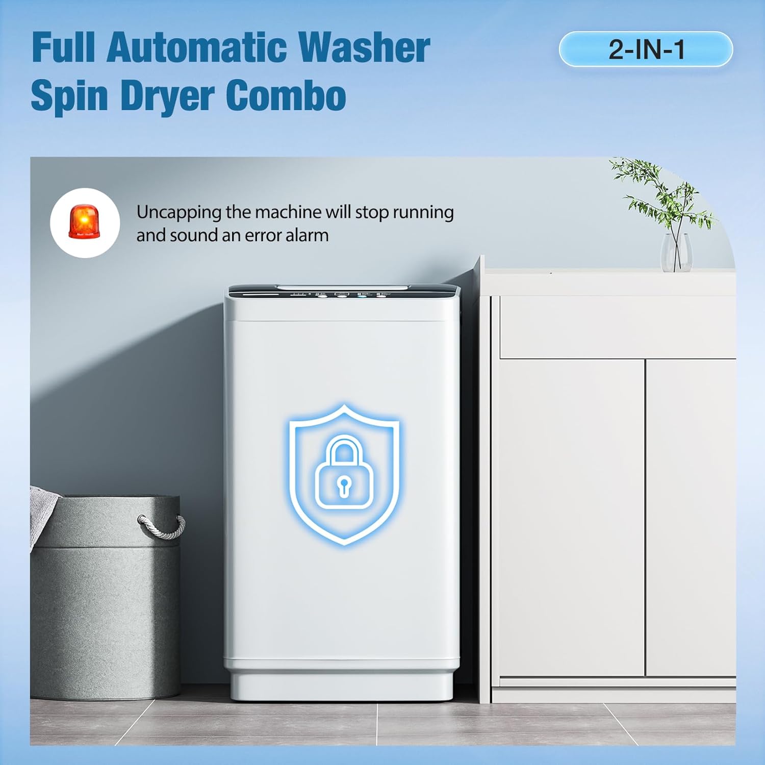 Lavadora automática completa, lavadora compacta de 0.95 pies cúbicos, 10 programas, 3 niveles de agua con pantalla LED y bloqueo para niños,
