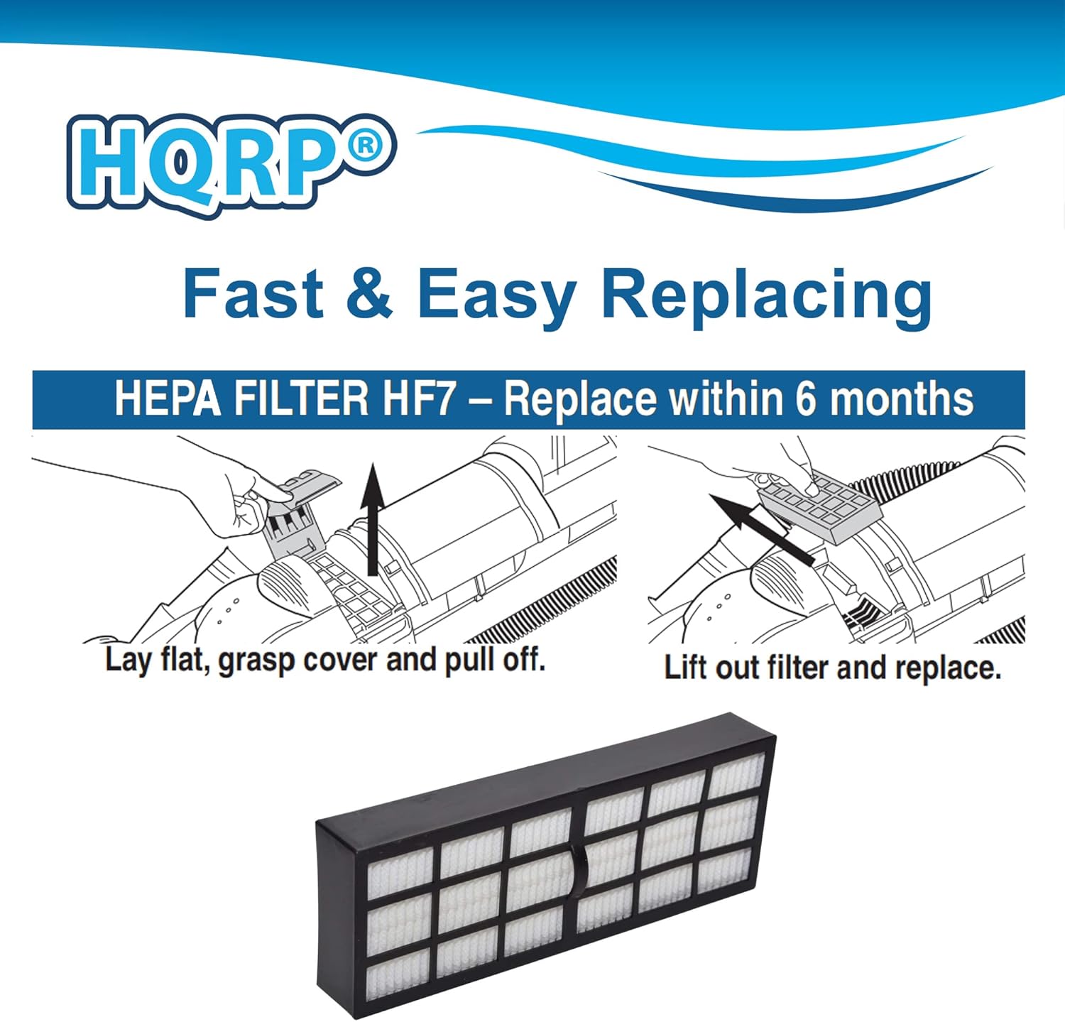 HQRP Paquete de 2 filtros compatibles con Eureka Whirlwind 3272AV 3282AVZ, Clean Living 3281AZ 3281BZ, aspiradora vertical serie 3270 3280 HF-7 HF7