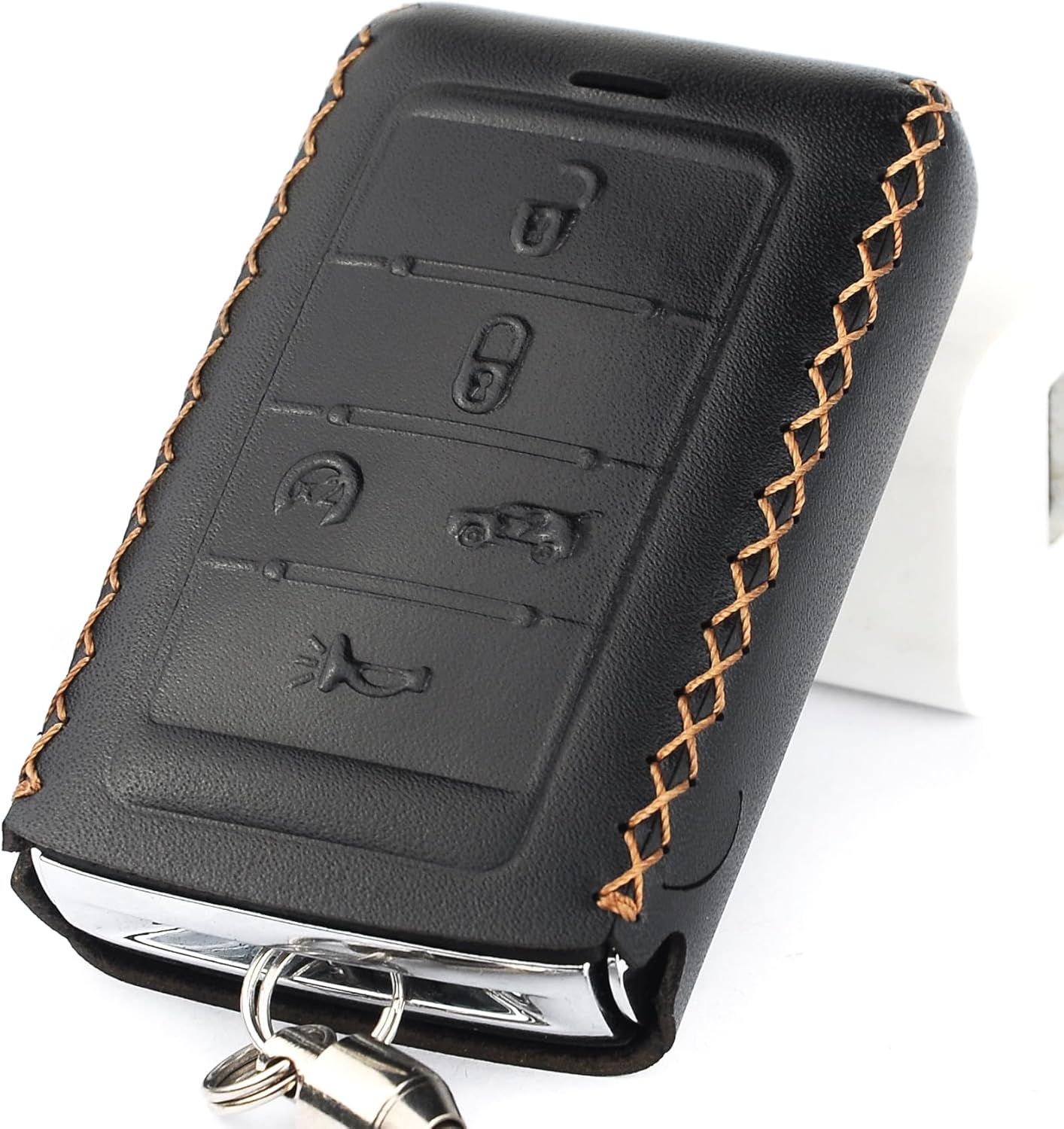 Cadtealir Funda para llavero de cuero italiano genuino compatible con llavero Jeep Grand Cherokee Wagoneer
