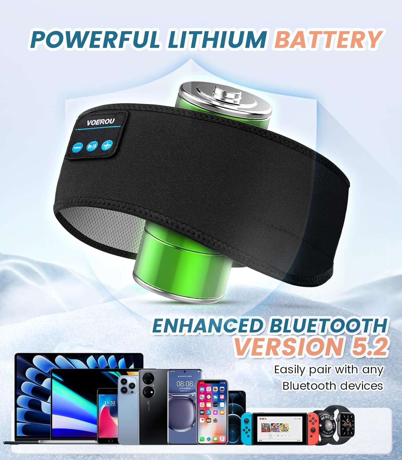 Voerou – Auriculares de diadema inalámbricos con Bluetooth para dormir, entrenamiento, yoga, insomnio, viajes, meditación