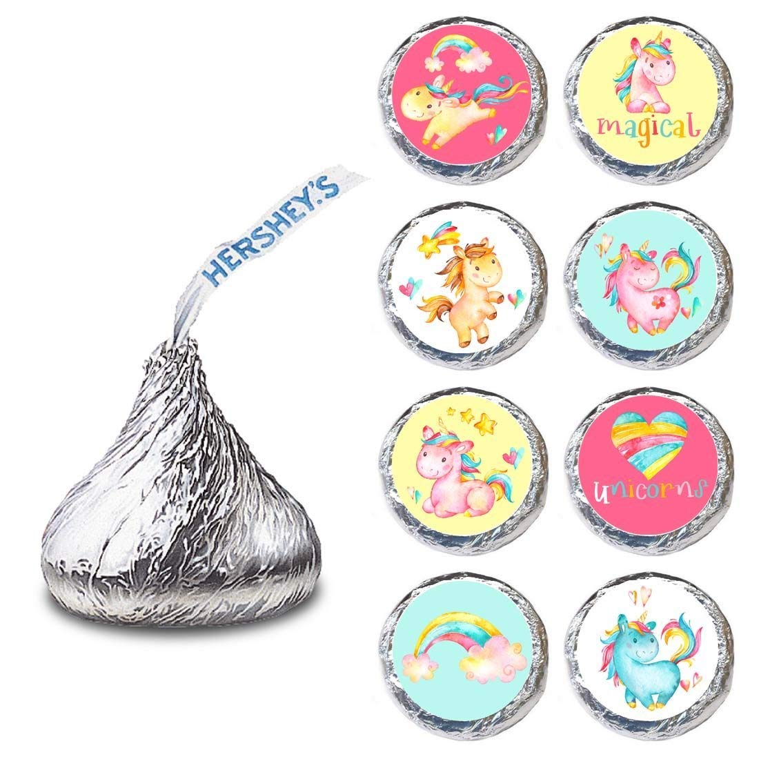 Unicorn Labels for Hershey’s Kisses Chocolates by Adore By Nat – Birthday Baby Shower Party Favor Stickers – Set of 240