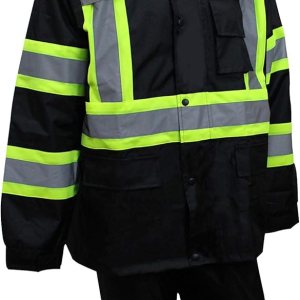 TBK66 – Traje de lluvia clase 3, chaqueta, pantalones de alta visibilidad, parte inferior negra reflectante con patrón en X (4XL, negro), Negro neón TBK66 – Traje de lluvia clase 3, chaqueta, pantalones de alta visibilidad, parte inferior negra reflectante con patrón en X (4XL, negro), Negro neón