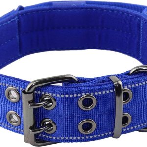 Collar reflectante para perro, collar táctico para perro, resistente con asa de control y hebilla de metal para entrenamiento de perros (M, azul) Collar reflectante para perro, collar táctico para perro, resistente con asa de control y hebilla de metal para entrenamiento de perros (M, azul)