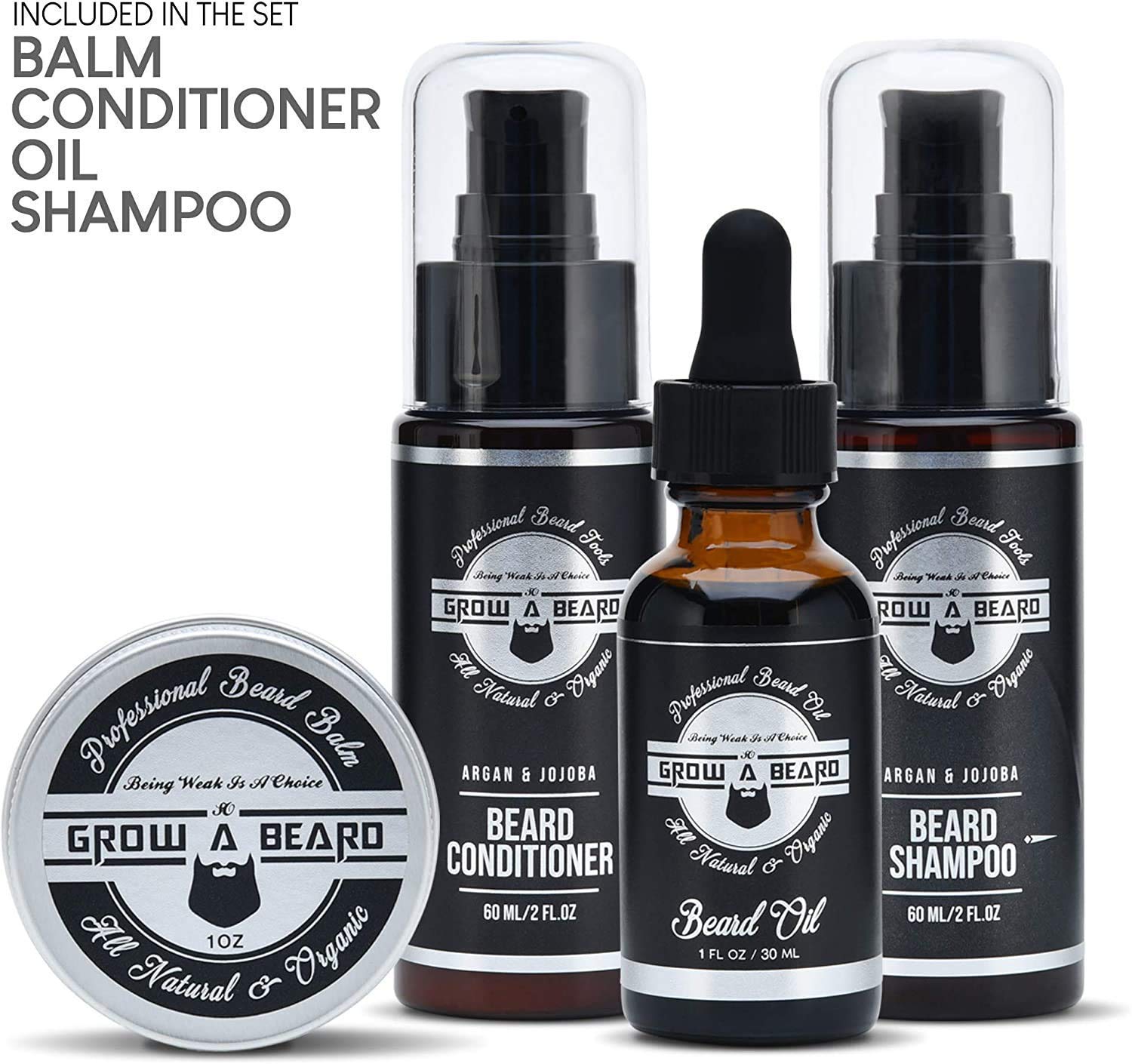 Kit de aseo alisador de barba para hombres, cepillo de barba, peine de doble cara, aceite de crecimiento sin perfume, bálsamo Chanel totalmente