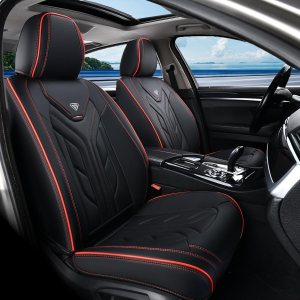 Coverado Fundas de asiento delantero de automóvil, 2 fundas de asiento de cuero para automóviles, protector de asiento de automóvil, solo accesorios Coverado Fundas de asiento delantero de automóvil, 2 fundas de asiento de cuero para automóviles, protector de asiento de automóvil, solo accesorios