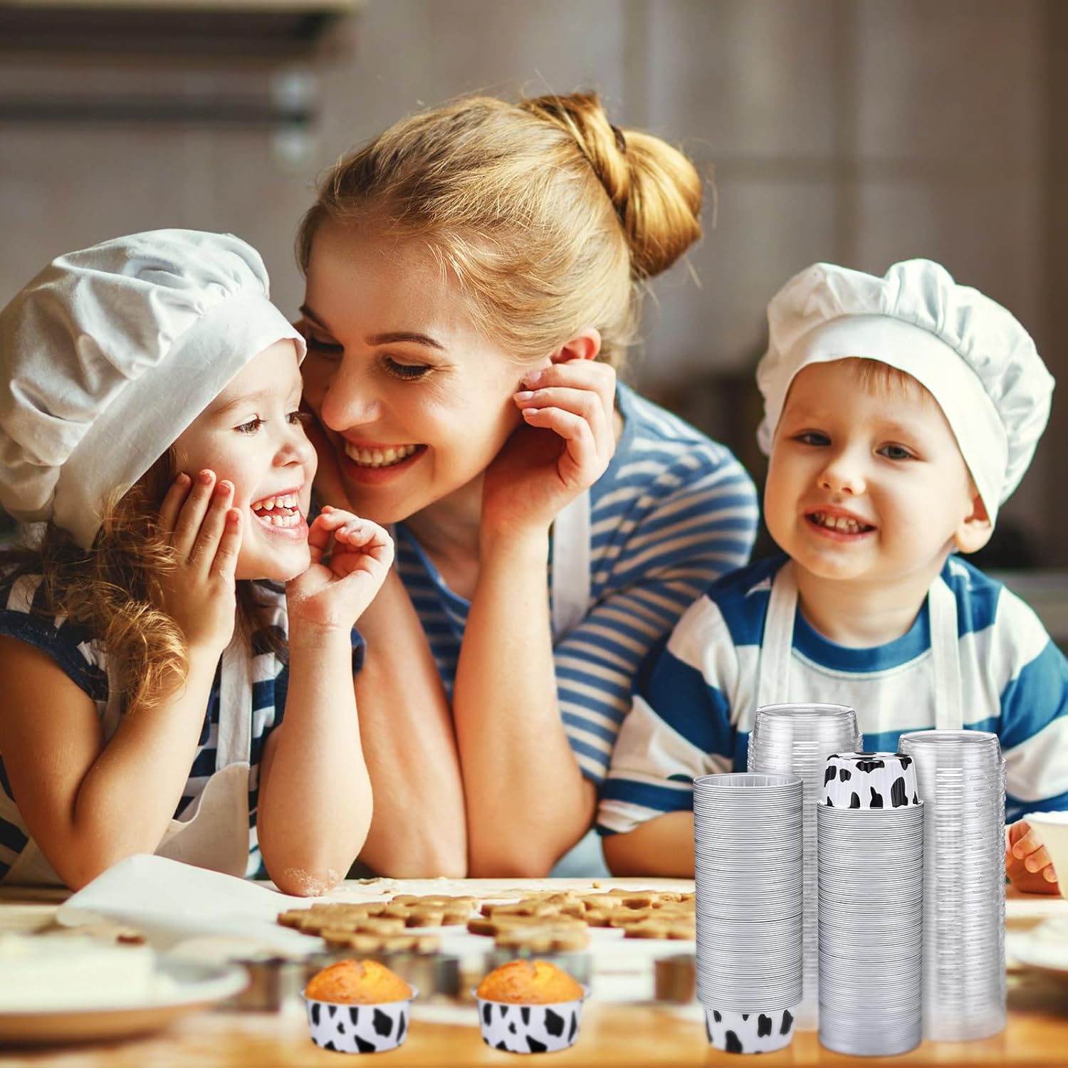 Paquete de 200 tazas de papel de aluminio para hornear cupcakes de 5 onzas, forros para cupcakes, tazas de postre con tapas, vasos desechables para