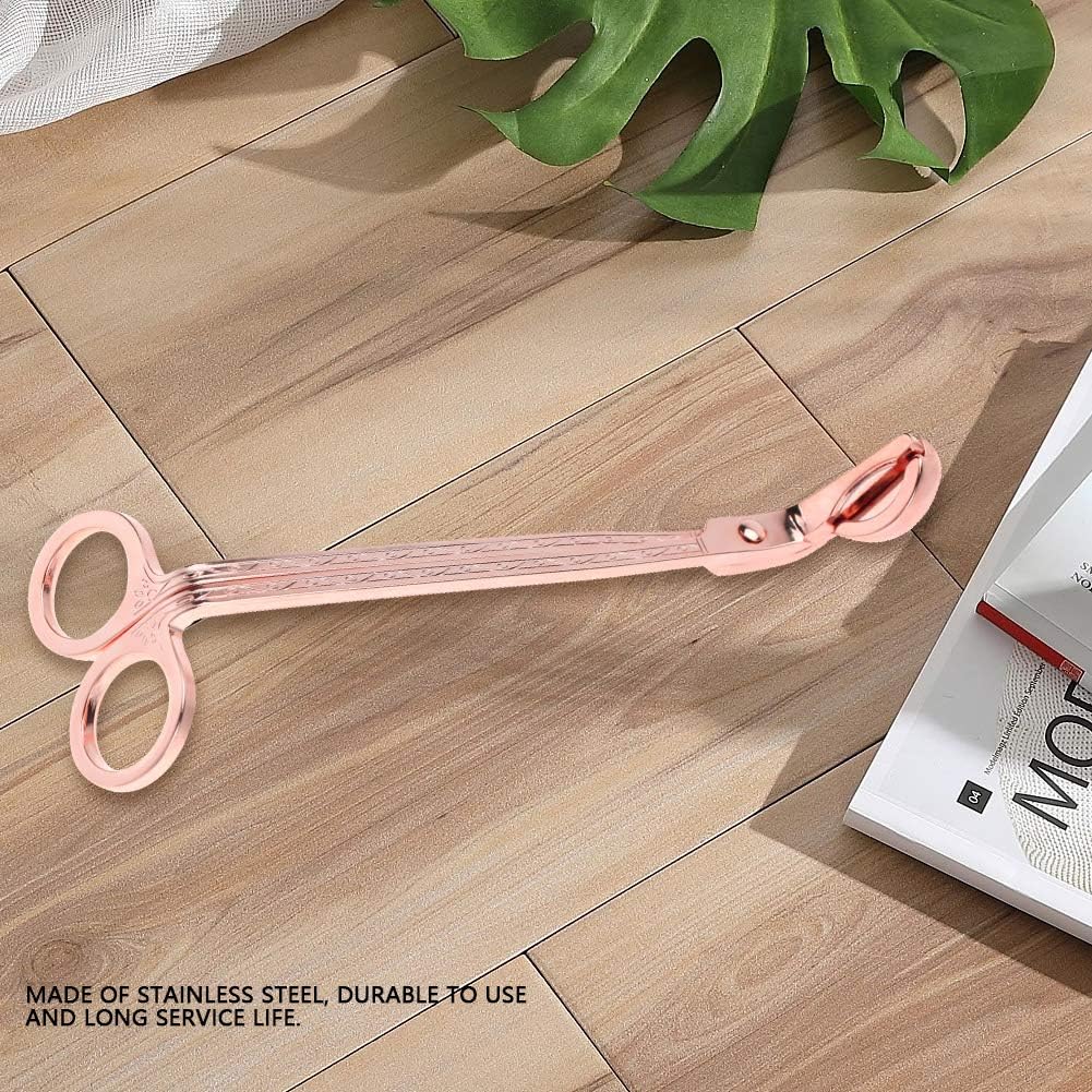 Restokki Cortador de mechas de vela, de acero inoxidable, chapado semicircular, con clip de corazón, tijeras, kit de cuidado de velas para amantes