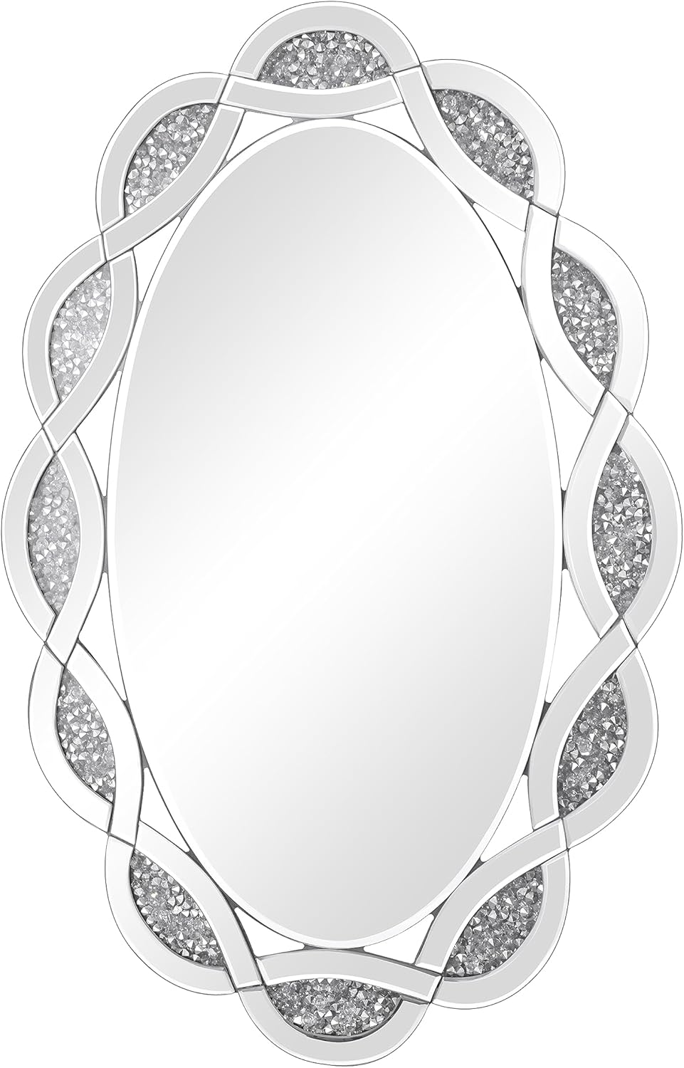 GOAND Espejo decorativo de cristal de 23.6 x 35.4 pulgadas, hermoso espejo plateado de diamante aplastado para decoración de pared dormitorio, baño,