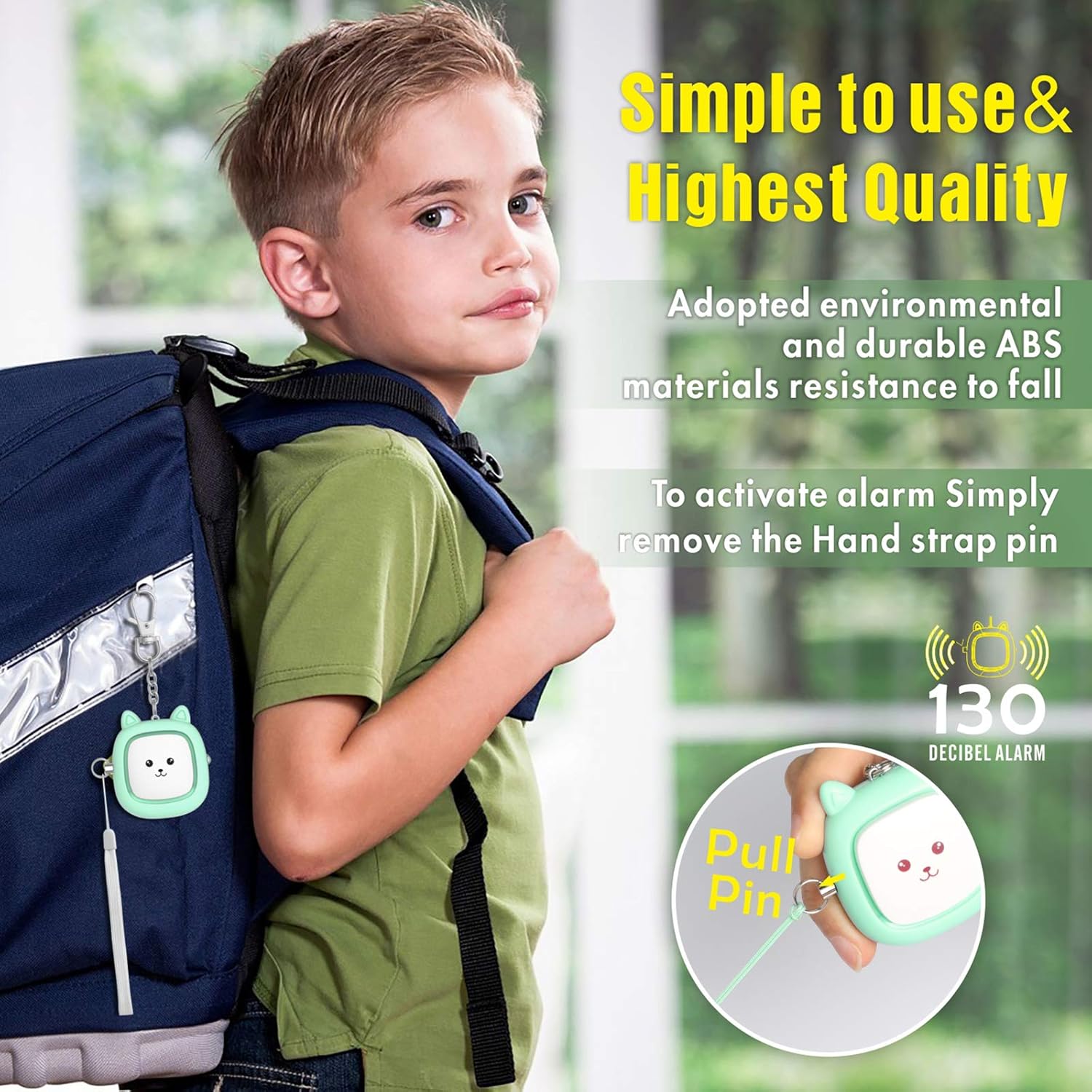 Alarma personal de sonido seguro, paquete de 5 llaves de alarma de seguridad de autodefensa de emergencia de 130 dB con luz LED, sirena de seguridad