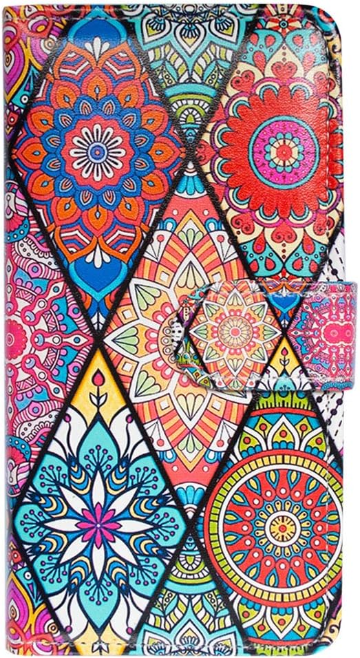Bcov Funda para Moto E 2020, funda para Motorola E, estilo floral de mandala, de piel, con tarjetero y soporte para ranura para tarjetas, soporte