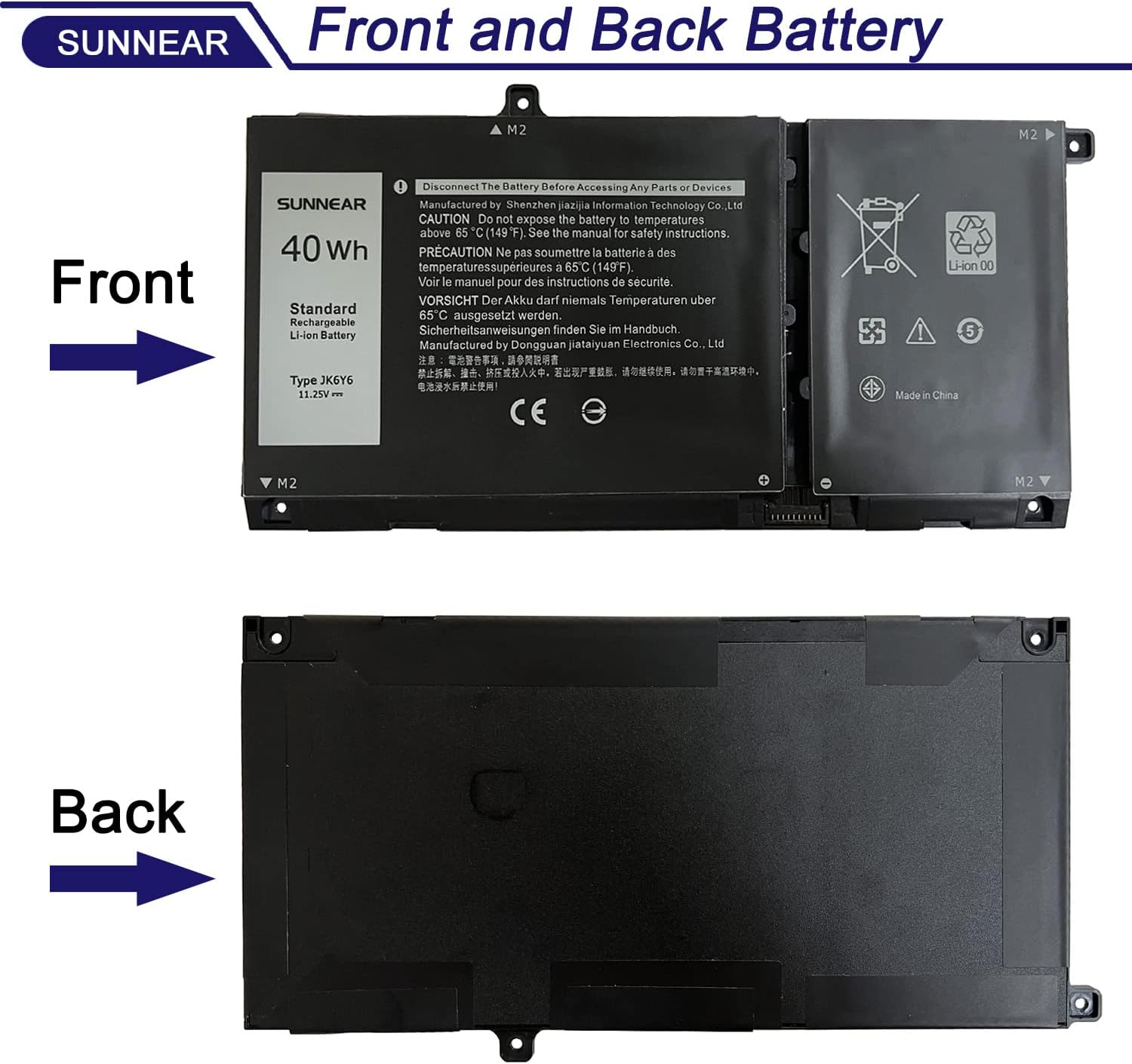 JK6Y6 – Batería de repuesto para laptop Dell Latitude 3410 3510 Vostro 5300 5401 5501 Inspiron 5300 5401 5402 5408 5409 5508 5400 5406 7405 7300 755