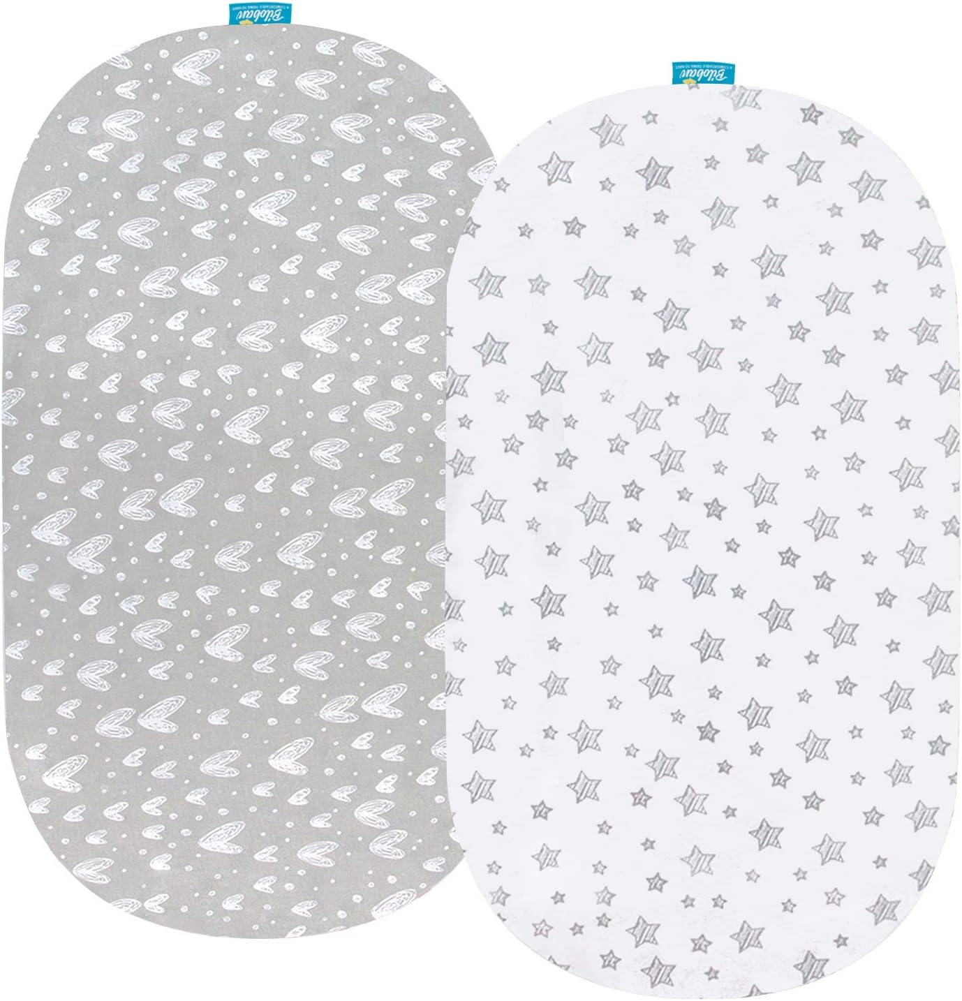 Sábanas ajustadas de cuna, compatibles con Munchkin Brica Fold N’ Go, 2 unidades, 100% algodón de punto jersey, transpirables y súper suaves,