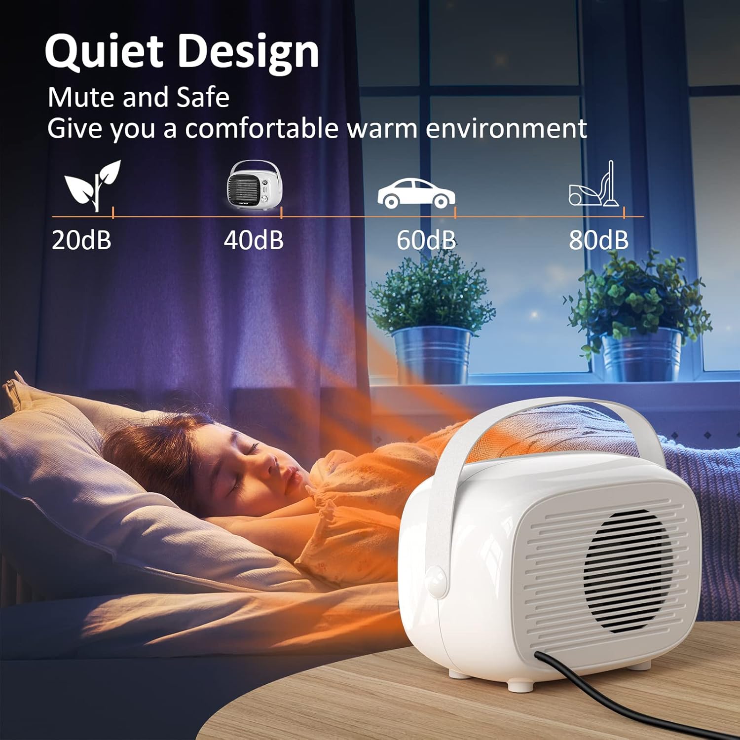 Coolfor Calentador de espacio, calentador de escritorio de calentamiento rápido con control de temperatura, ventilador de cerámica seguro y