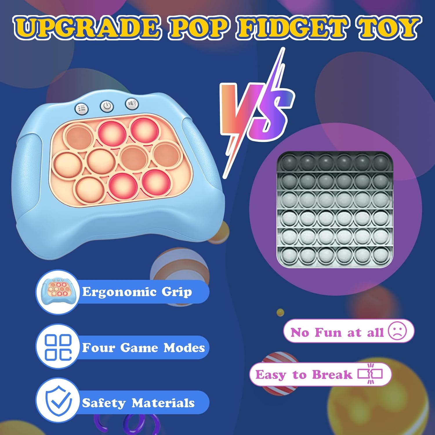 Fast Push Pop Pro Light Up Fidget Bubble Game Controller, Puzzle Pop Pro Game Fidget Juguetes para adultos Consola de juegos antiestrés Antiansiedad