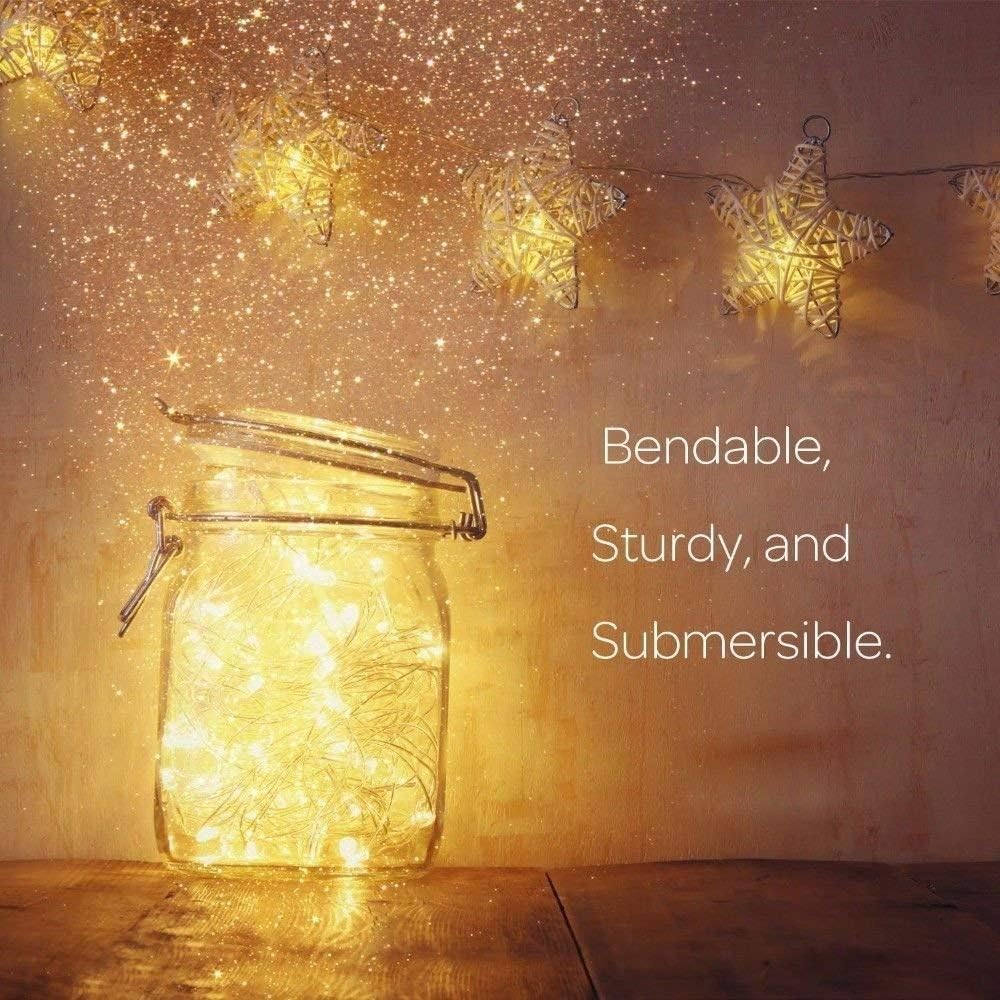 ANJAYLIA Luces de hadas, paquete de 4 tiras de luces que funcionan con pilas, 30 luces LED parpadeantes de 10 pies para bodas, dormitorios, fiestas,