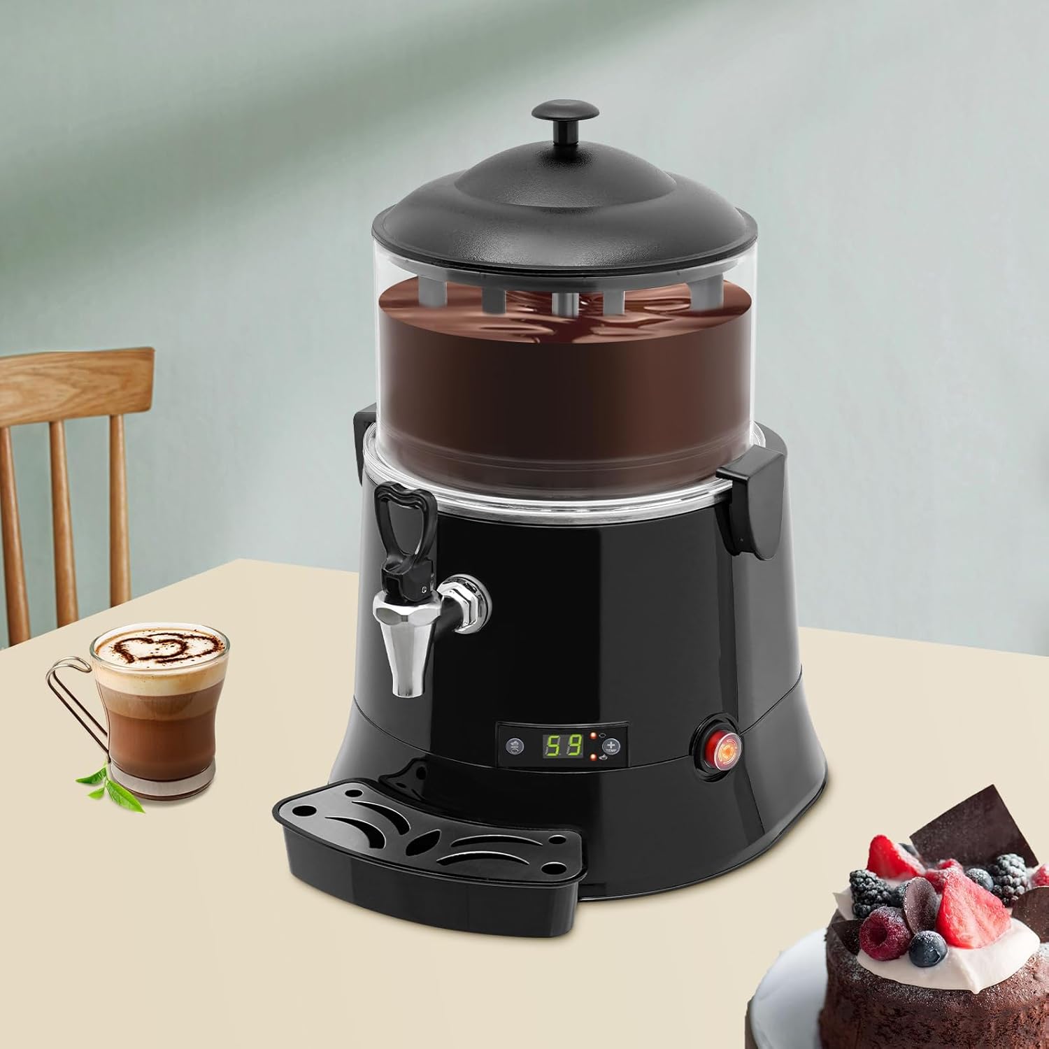Máquina de calentamiento y mezcla de chocolate de 1.32 galones, máquina eléctrica de chocolate caliente con temperatura ajustable para calefacción