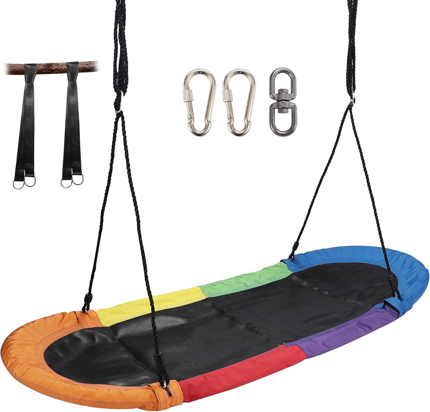 RedSwing Columpio de platillo de 65 pulgadas para niños, columpio de plataforma gigante para patio de juegos al aire libre, columpio de surf ovalado