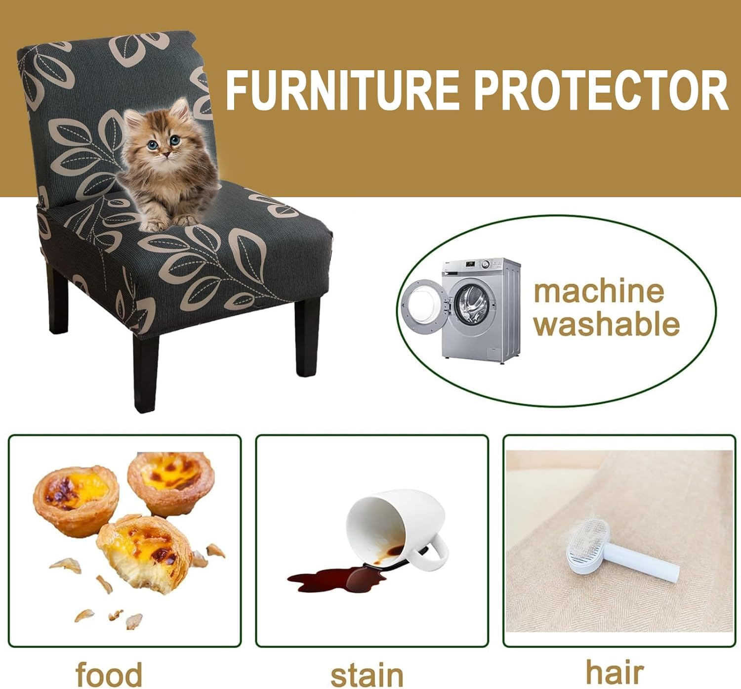 HAOYONG Funda para silla de acento sin brazos, funda elástica para silla, fundas para silla de pantuflas, fundas protectoras de muebles para sala de