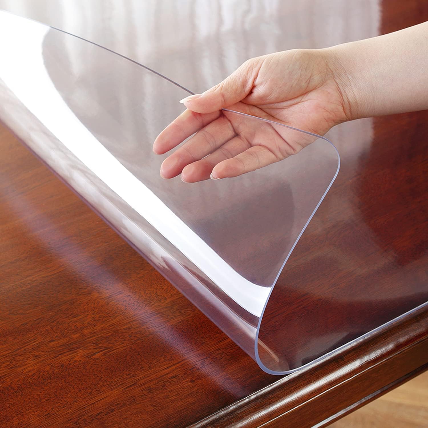 OstepDecor – Protector transparente de mesa de 564de pulgada de grosor, 54 x 54pulgadas, cubremesa de plástico, tapete de cloruro de polivinilo para