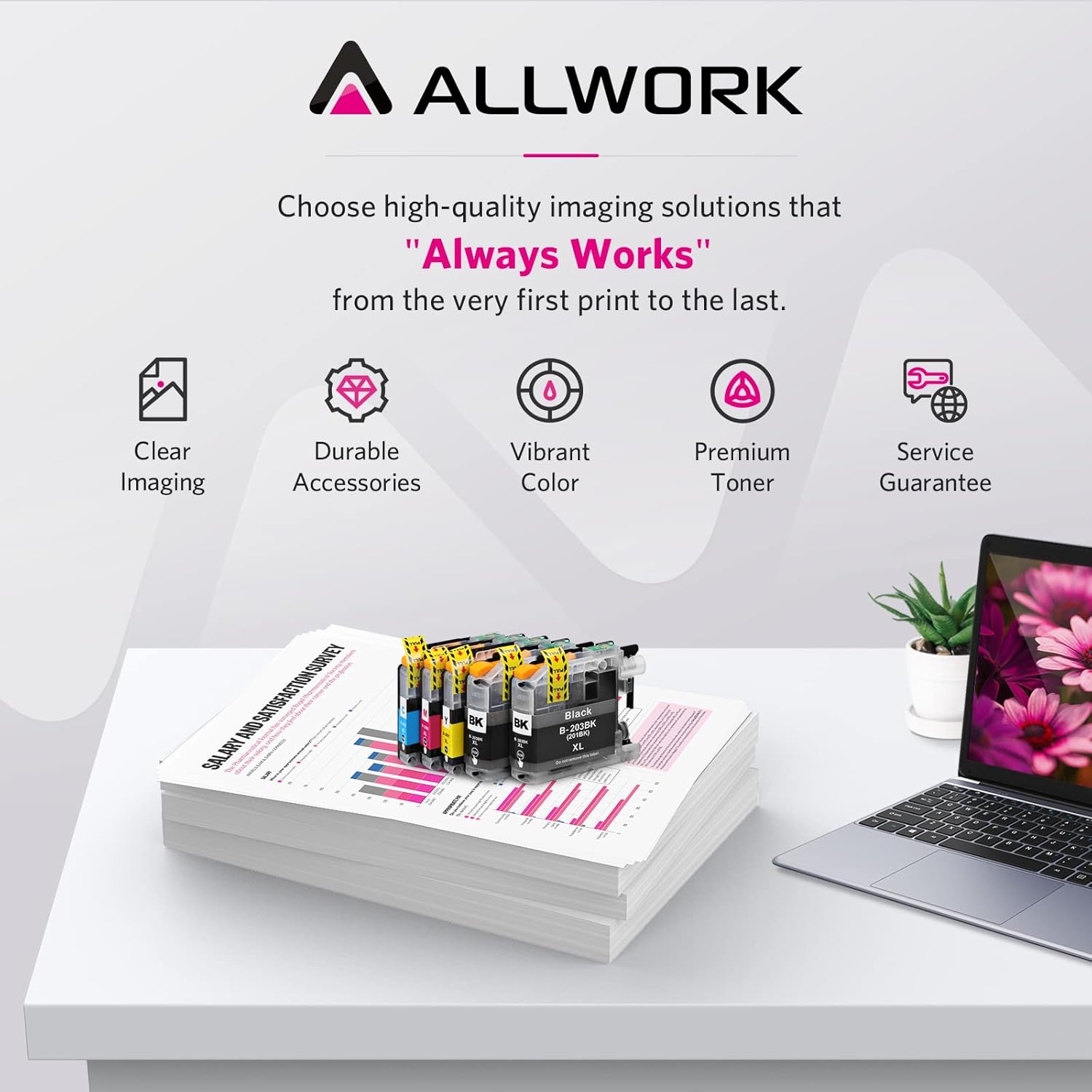 ALLWORK LC203 XL – Cartucho de tinta compatible con Brother LC203 LC203XL LC201 LC201XL para Brother MFC-J460DW MFC-J485DW MFC-J880DW MFC-J885DW