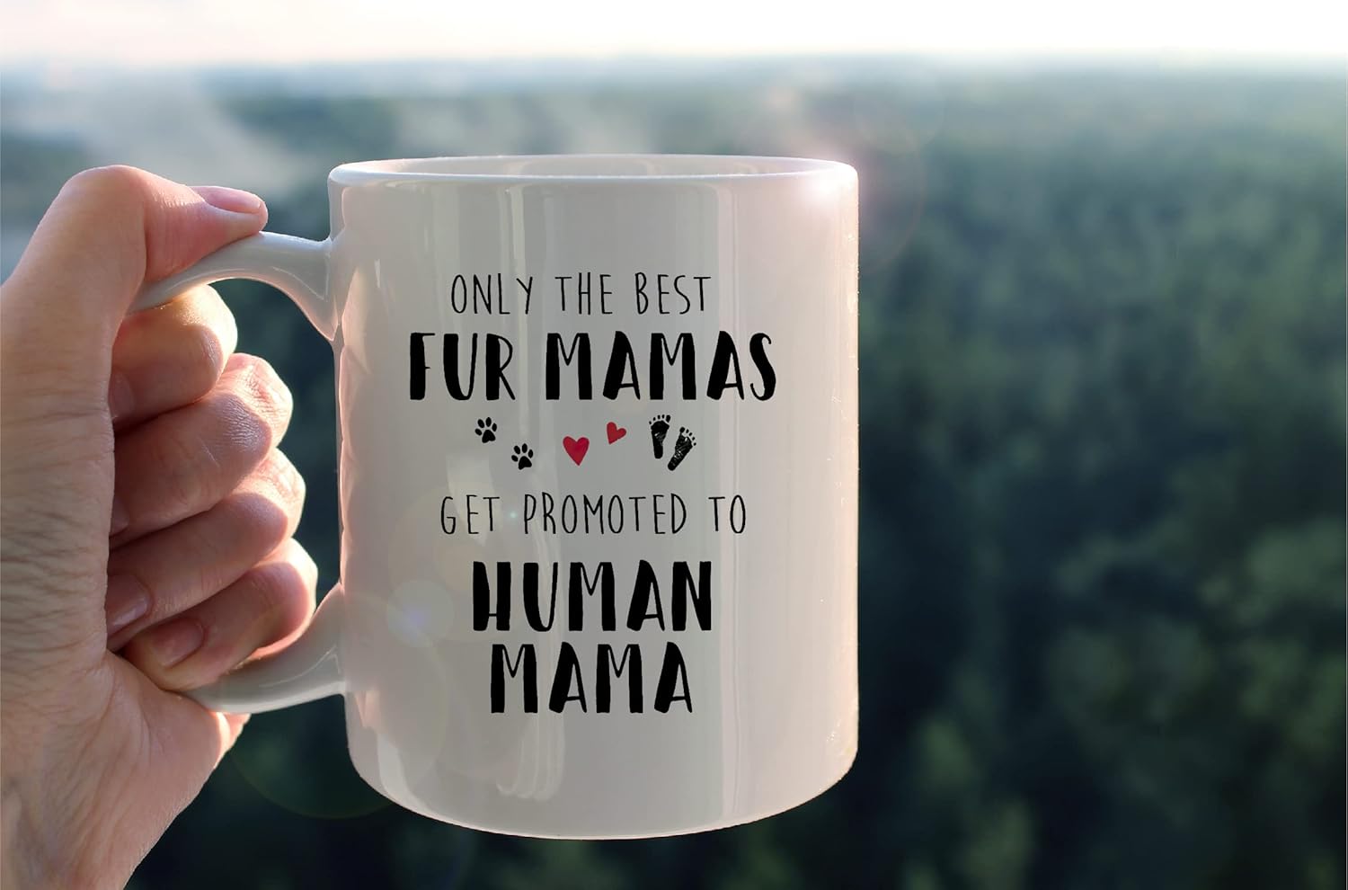 Taza divertida de cerámica con texto en inglés Only The Best Fur Mamas Get Promoted to Human Mama, taza de café con leche de 11 onzas, regalo