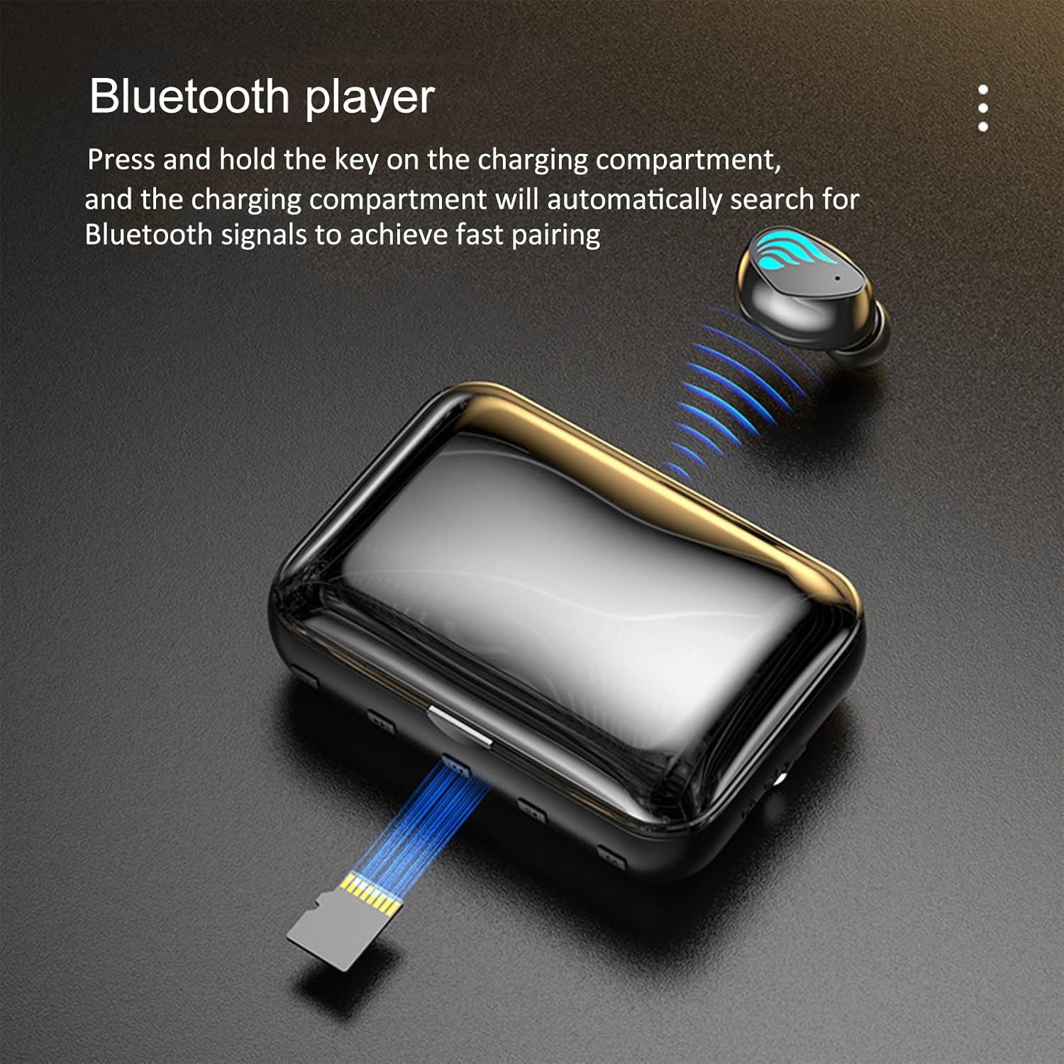 OAVQHLG3B Auriculares inalámbricos Bluetooth Auriculares Bluetooth inalámbricos Bluetooth con tarjeta micro SD enchufable con linterna MP3 tocando