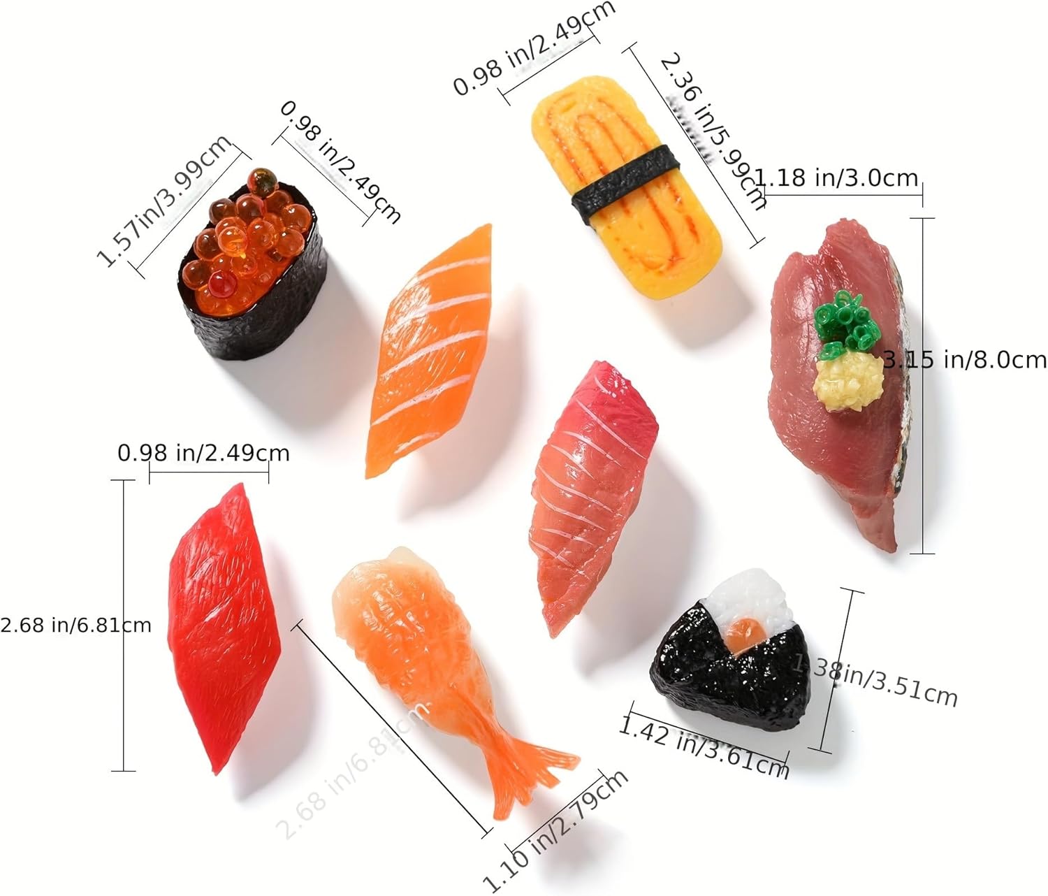 8Pcs Cute Refrigerator Magnets Funny Magnets for Fridge, Simulation Sushi Refrigerator Magnet, Fine for Whiteboards, Maps and Home Decoration