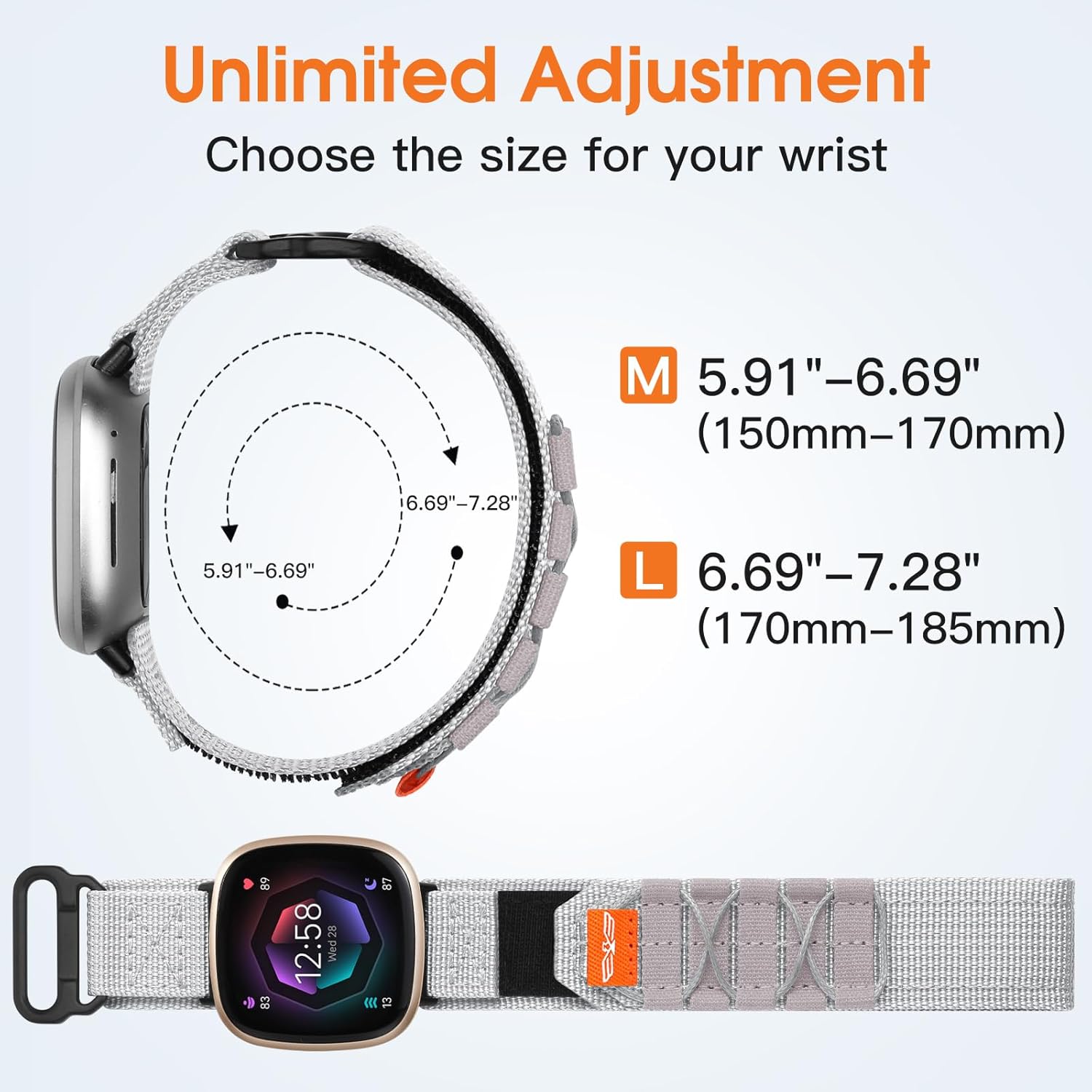 Correas compatibles con Fitbit Versa 3 SmartWatch, correa deportiva de nailon resistente militar compatible con Fitbit Versa 4Fitbt SenseFitbt Sense