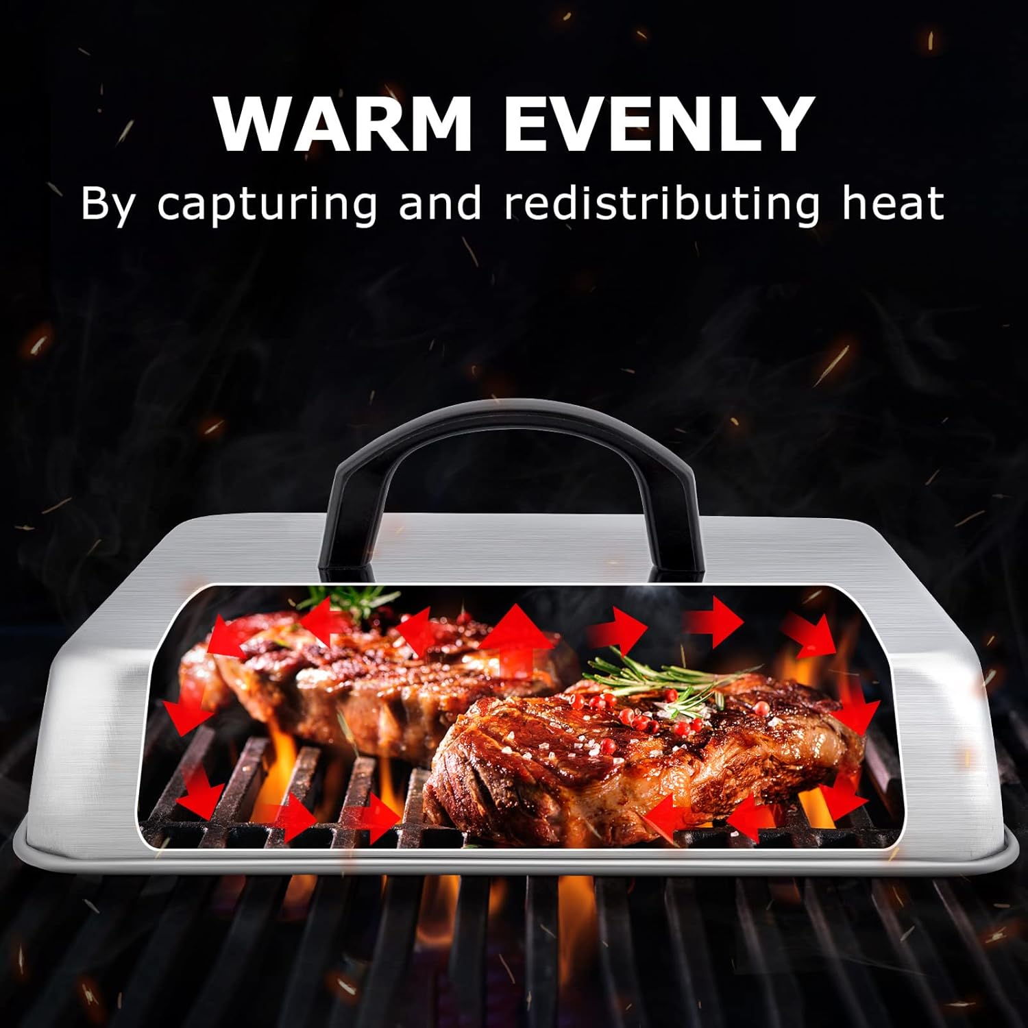 Leonyo – Cubierta cuadrada para parrilla, cúpula de fusión de quesos de 9.3 pulgadas, acero inoxidable, cubierta de metal para barbacoa para