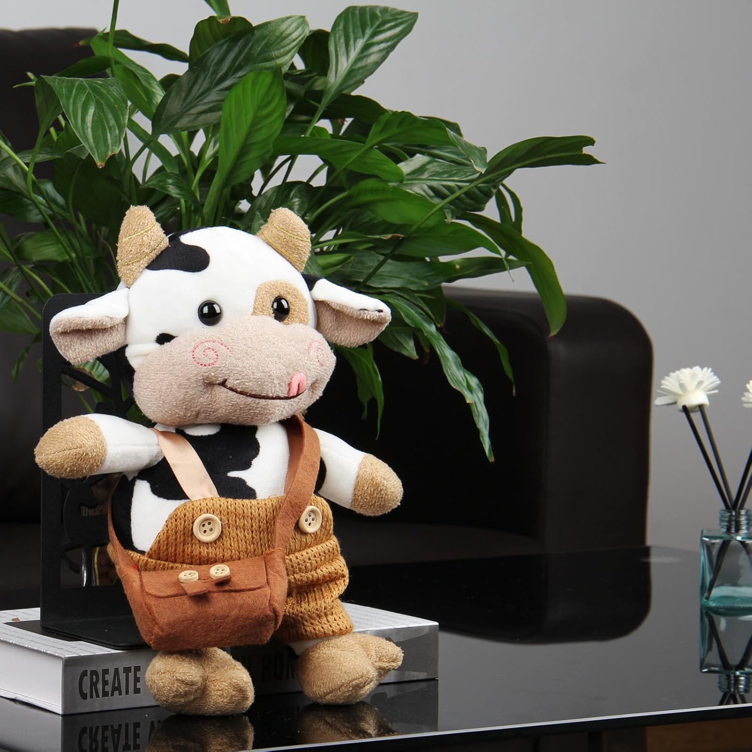 Juguete de peluche de ganado vaca, almohada de leche grande de 12 pulgadas, peluche suave de ganado, almohada de abrazo de vaca, muñeca de animales