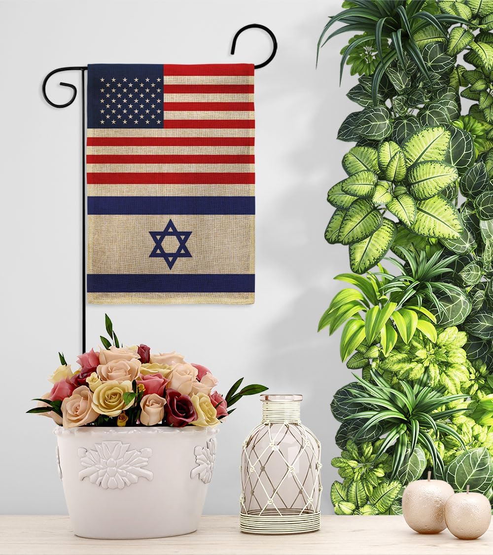 Americana Home & Garden Bandera israelí de Israel de Estados Unidos para exteriores, paquete de pancartas para jardín, pared al aire libre, puerta,