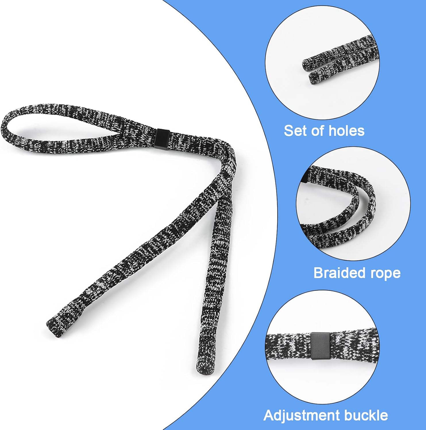 BOXOB 6 correas para lentes, cuerdas ajustables para gafas de sol, cordón para natación, buceo, actividades de equitación al aire libre (6 colores),