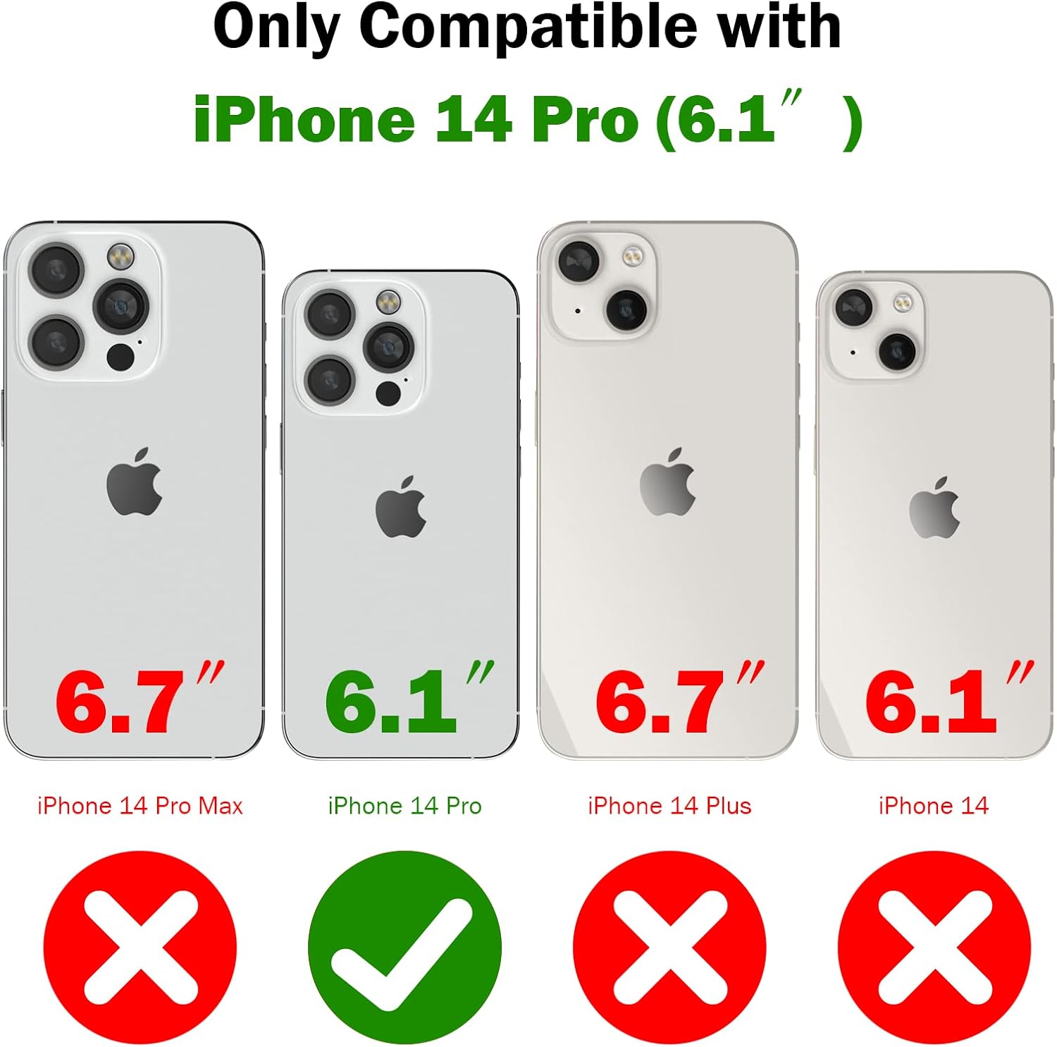 Diseño de funda con purpurina para iPhone 14 Pro con 2 unidades protector de pantalla y paquete de 3 protector de lente de cámara, funda de