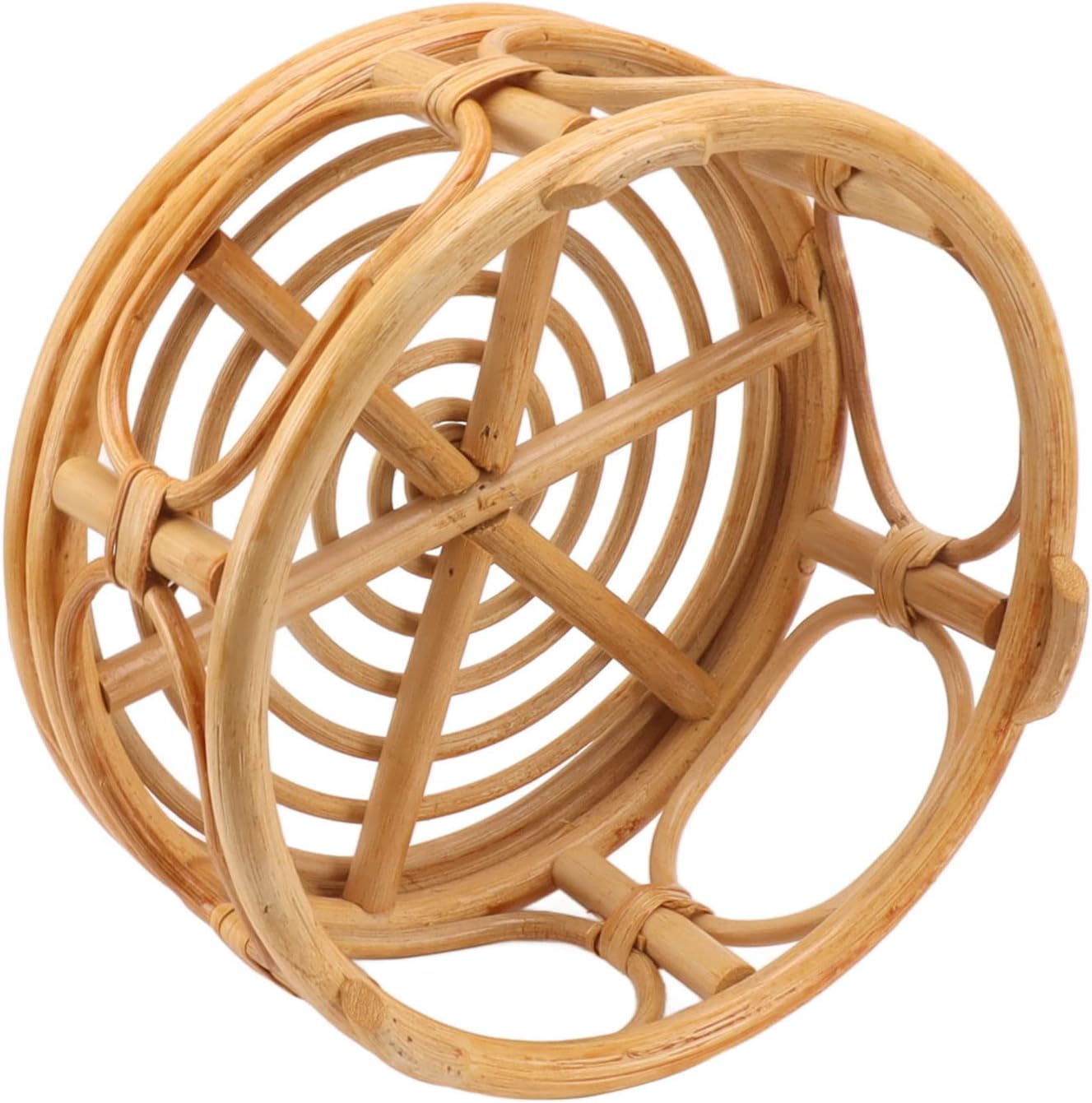 Pequeño soporte redondo bohemio para plantas de ratán para interiores, soporte rústico para plantas de granja, para el hogar, cocina, mesa,