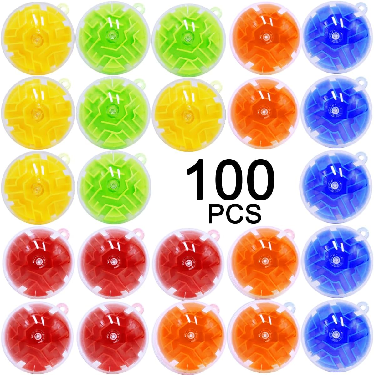 100 piezas de rompecabezas de bolas de rompecabezas a granel, mini bolas de laberinto 3D, rompecabezas, juegos, recuerdos de fiesta para niños de