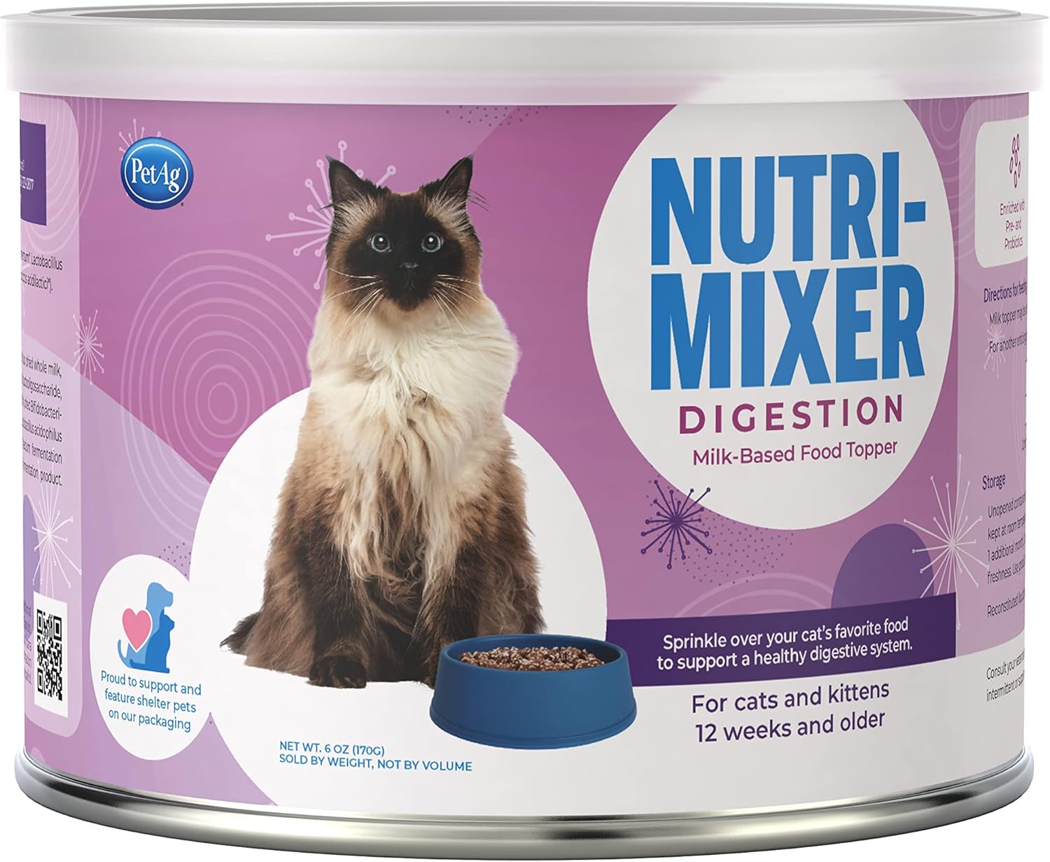 Pet-Ag Nutri-Mixer Digestive – 6 oz – Decoración de alimentos a base de leche para gatos y gatitos de 12 semanas en adelante – Fácil de digerir