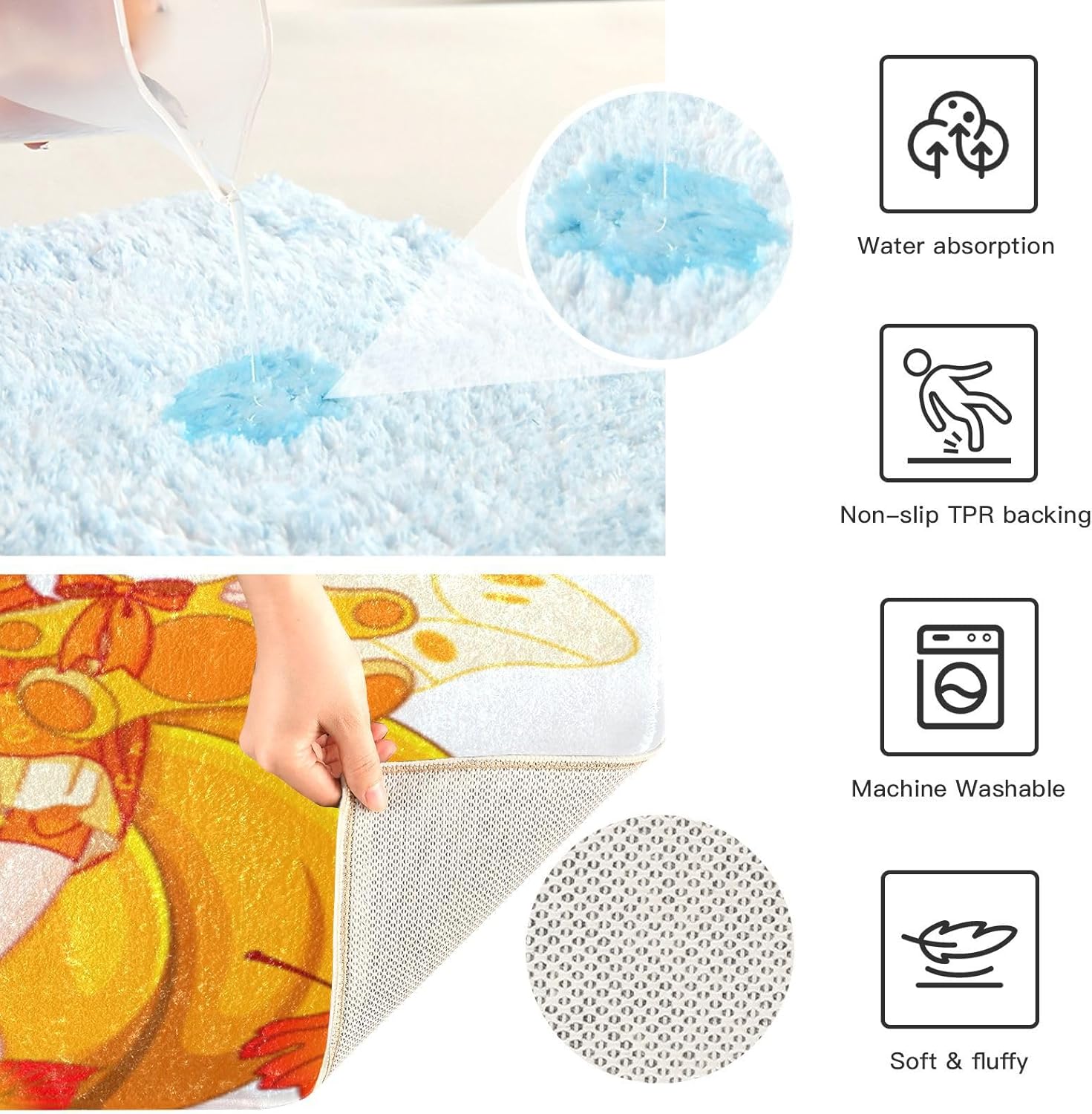 Bathroom Rugs Sets 2 Piece 24×16+24×20 Inch,Soft U-Shaped Contour Toilet Rug Autumn Pumpkin Fairy Non-Slip Absorbent Bath Floor Mat Carpet Set Water