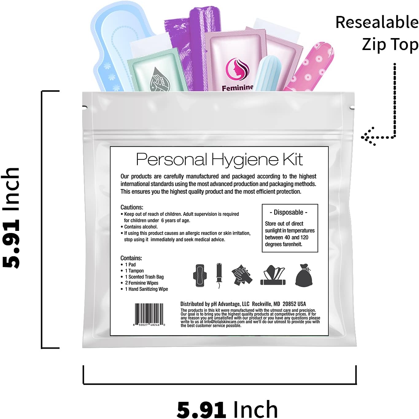 Kit menstrual todo en uno  Comodidad sobre la marcha  Paquete de kit de período único para viajes, preadolescentes y adolescentes  Productos de