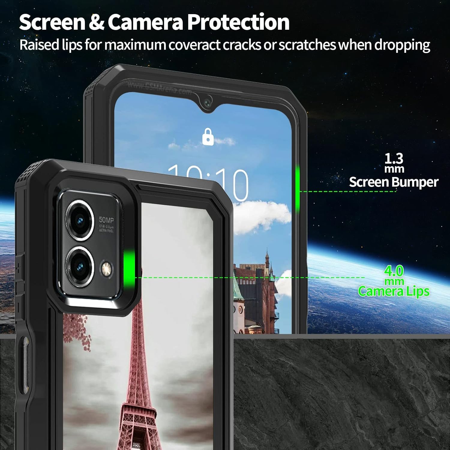Rossy Funda para teléfono Motorola Moto G Stylus 5G 2023 con patrón de torre Eiffel de París rosa para mujeres y hombres, híbrida de doble capa,