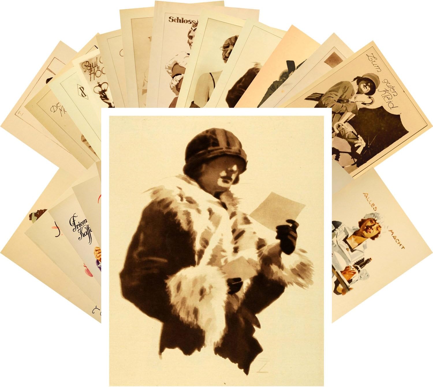 PIXILUV Postales vintage de 24 piezas de retratos vintage de mujer vintage en acuarela
