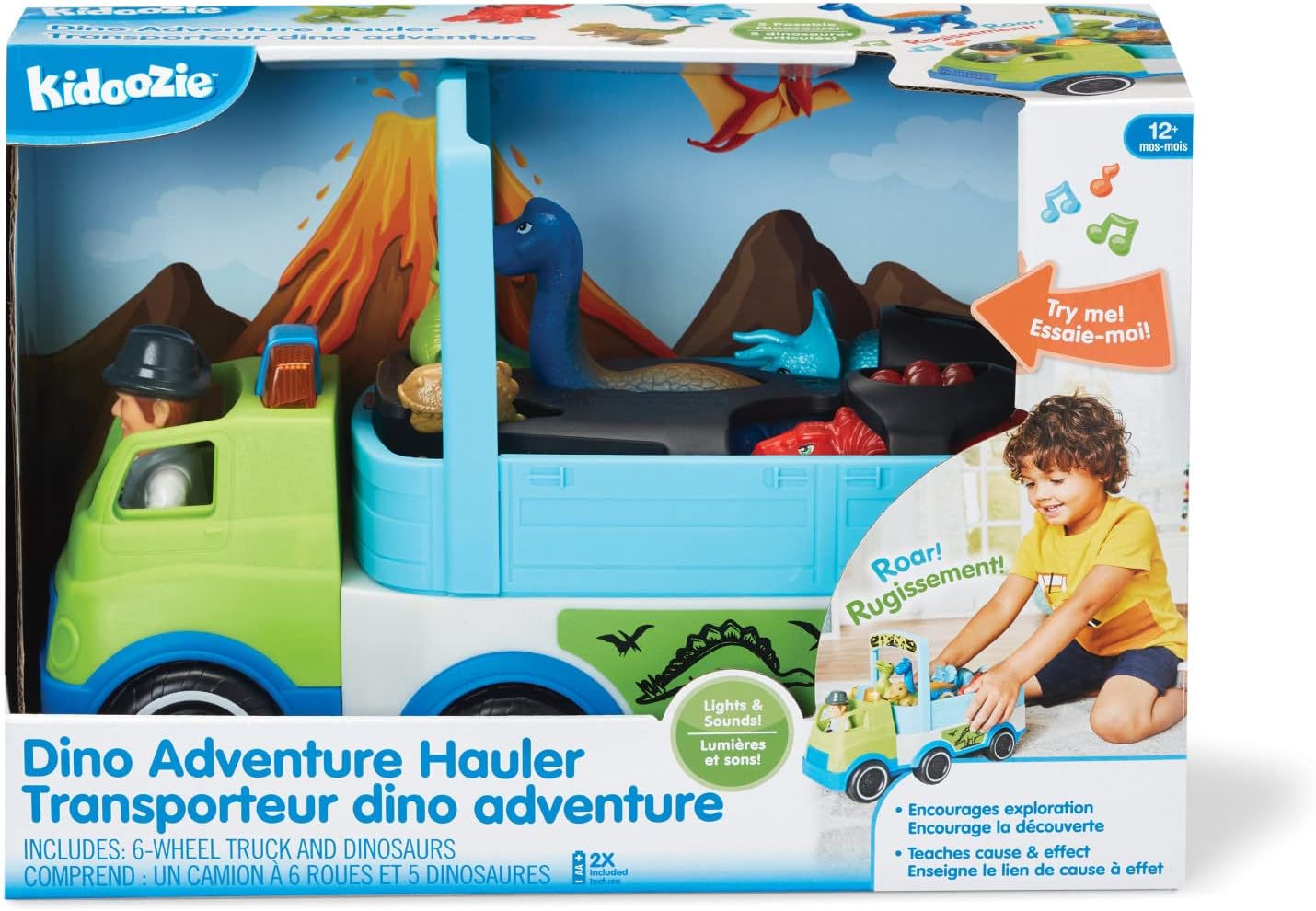 Kidoozie Dino Adventure Hauler – Vehículo interactivo y juego con luces y sonidos