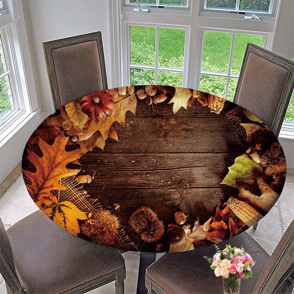 SUPNON Mantel redondo con bordes elásticos para Acción de Gracias, otoño, decorativo, para vacaciones, cenas, ocasiones especiales, estilo 058, apto