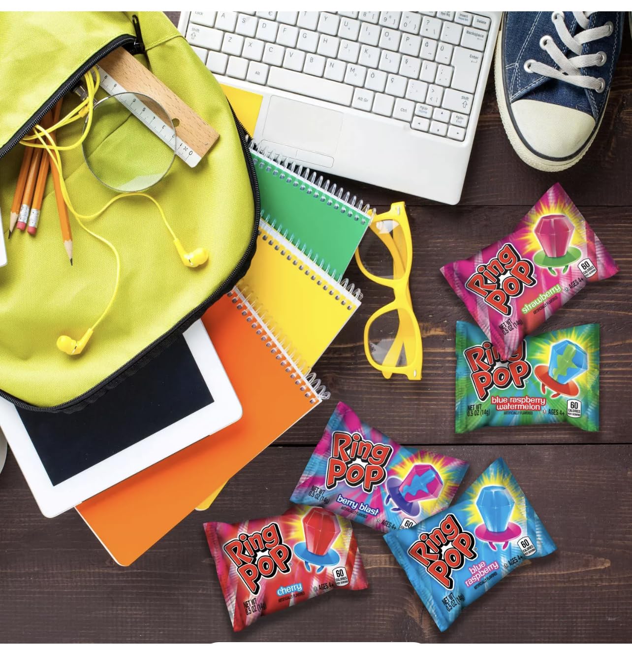 RING POPS (paquete variado a granel de 40 unidades)  Ring Pop envueltos individualmente a granel paletas paquete variado de ventosas  Surtido de