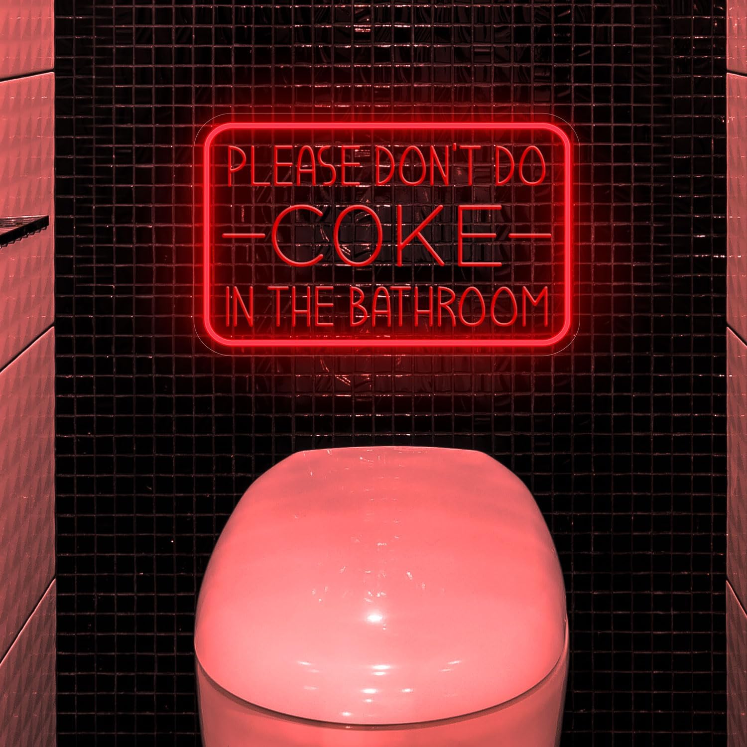 Letrero de neón con texto en inglés “Please Don’t Do Coke in The Bath” para decoración de pared, luz LED de neón alimentada por USB con brillo