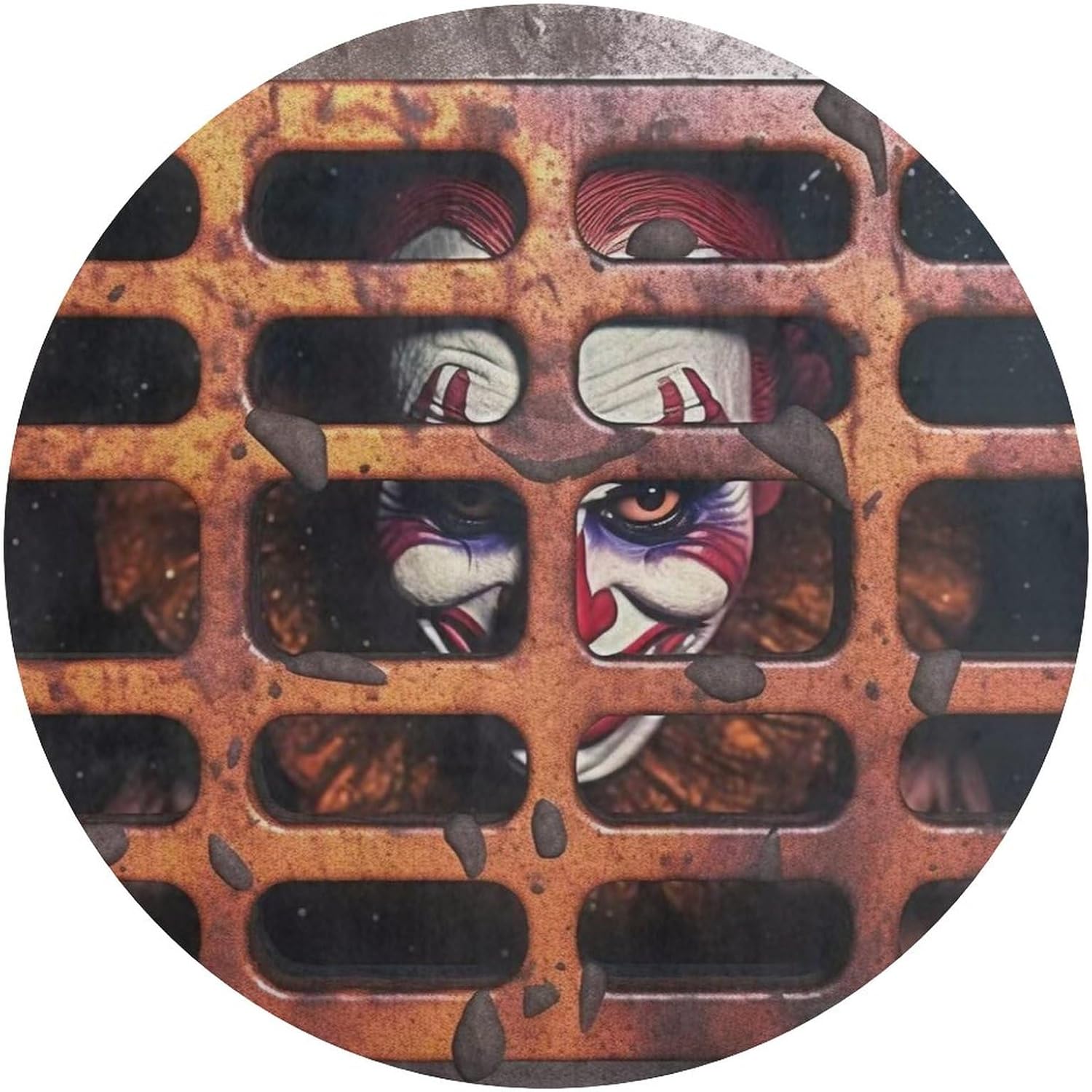 Alfombra redonda de payaso de terror 3D para Halloween, alfombra circular para baño, dormitorio, cocina, alfombra antideslizante de 2 pies