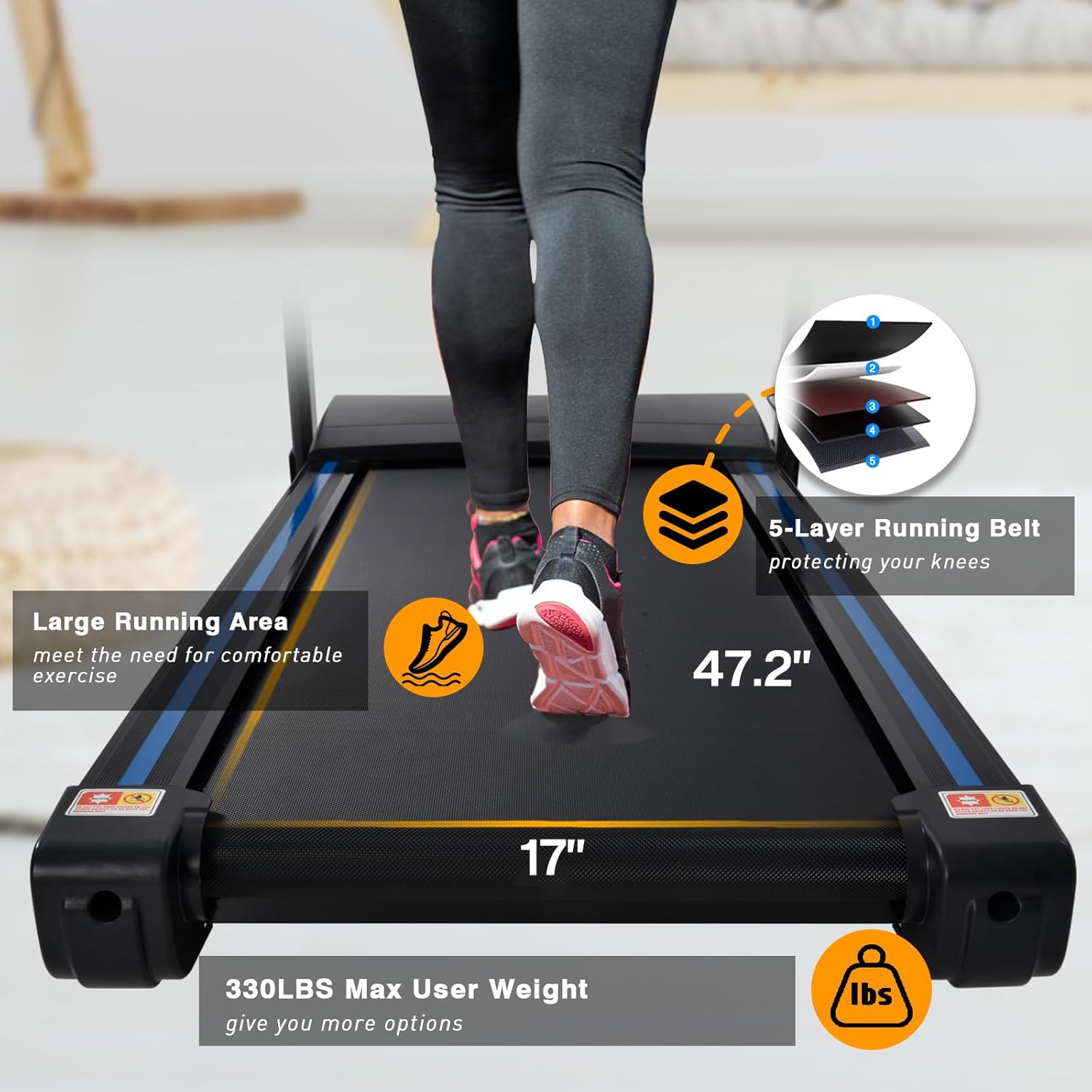 FYC Caminadora plegable con inclinación  330 libras de peso 3.5 HP Máquina eléctrica plegable para caminar con BluetoothAPP para el hogar, ejercicio