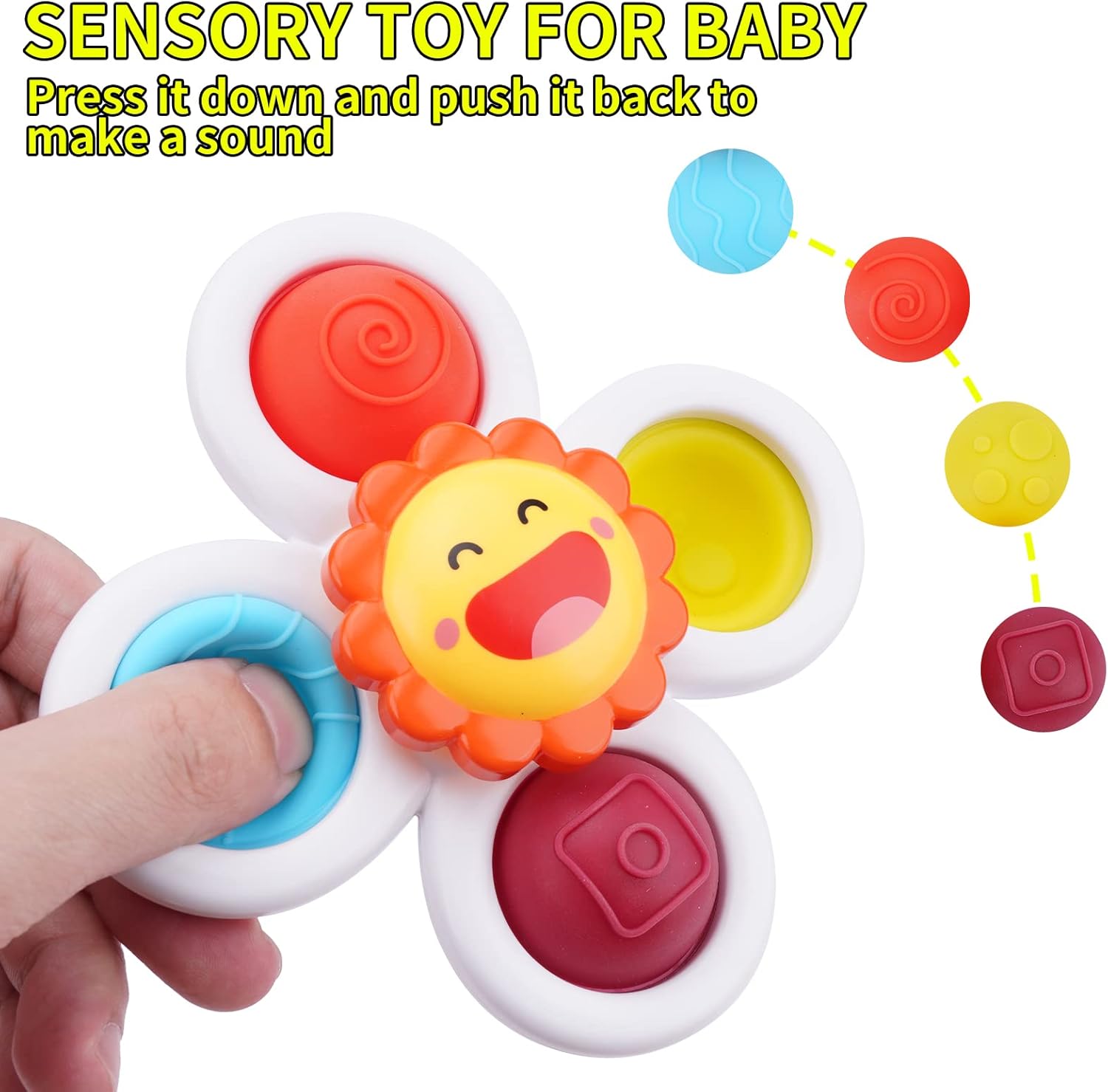 Juguetes sensoriales para niños pequeños de 1 a 3 años, juguete giratorio con ventosa, idea de regalo para bebé para niño y niña