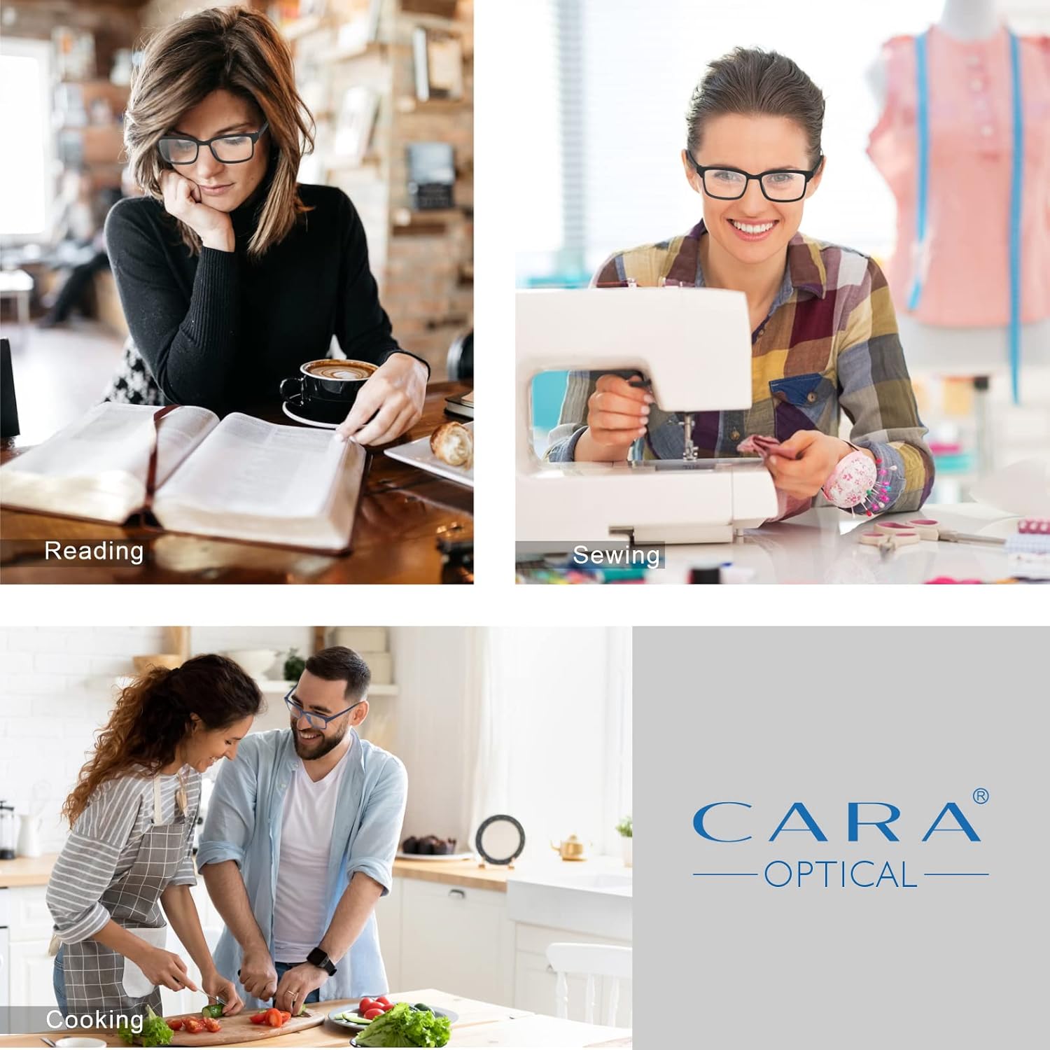 CARA – Paquete de 2 lentes de lectura progresivos multienfoque, marco TR90, flexible, ligero, con bloqueo de luz azul, para lectores de computadora,
